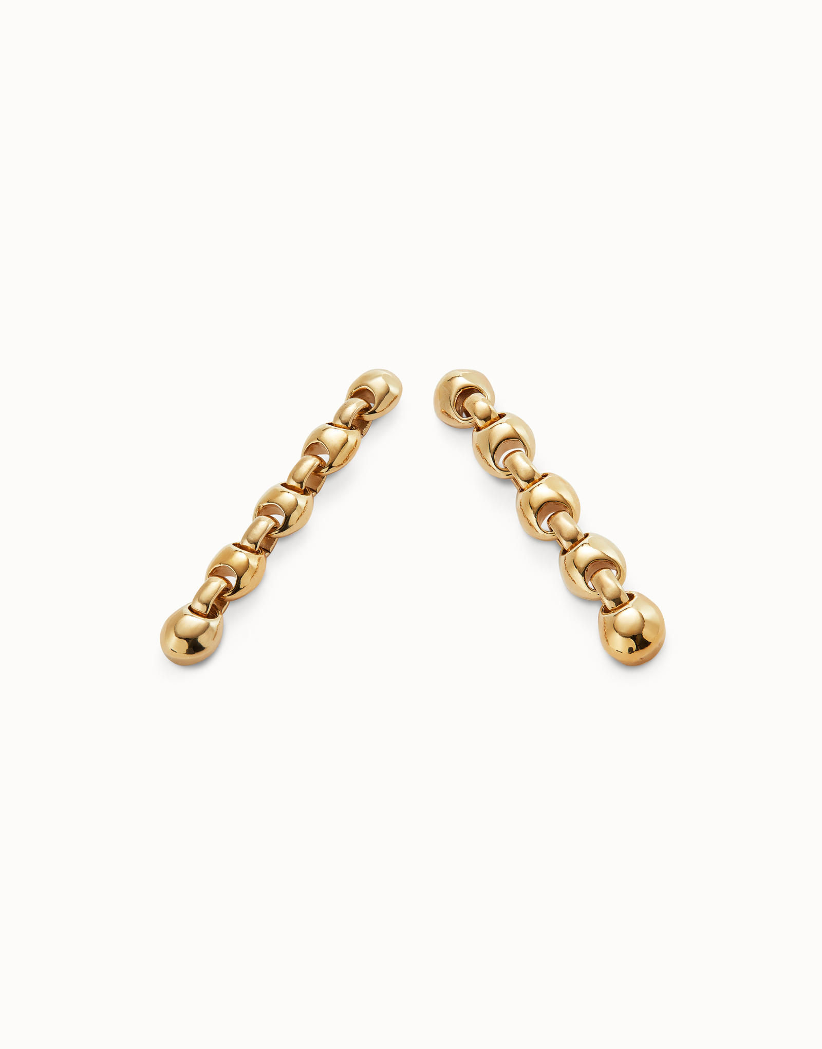 Drop earrings with bead shaped links, Golden, large thumbnail