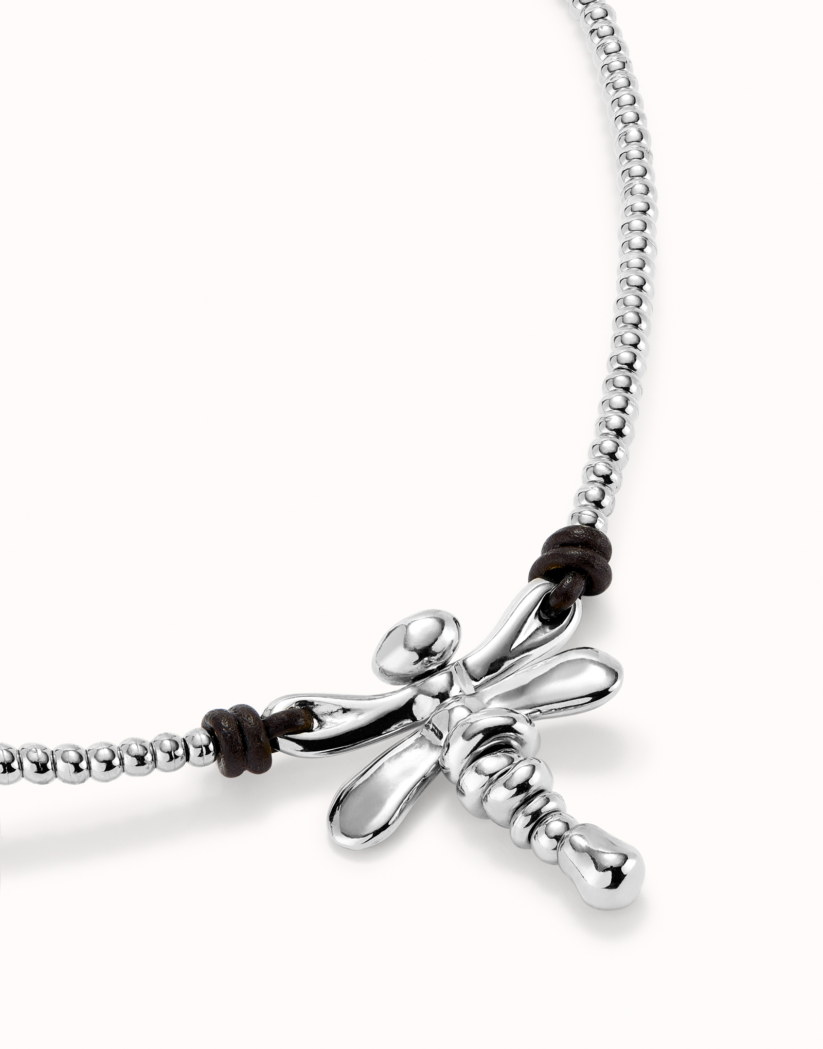 Short pendant necklace with dragonfly, Silver, large thumbnail