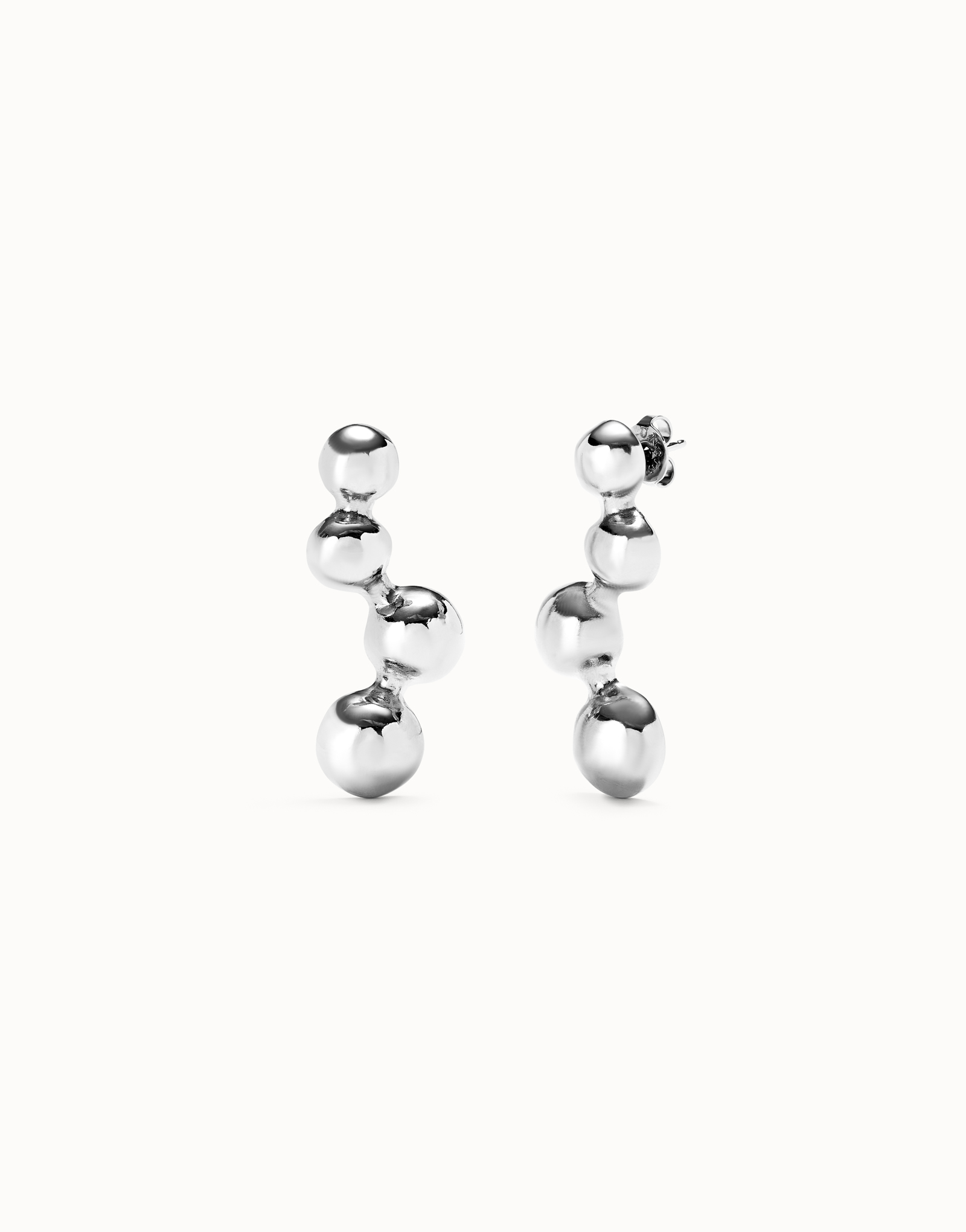 Orecchini placcati argento Sterling con quattro sfere a forma di bolle, Argent, large thumbnail
