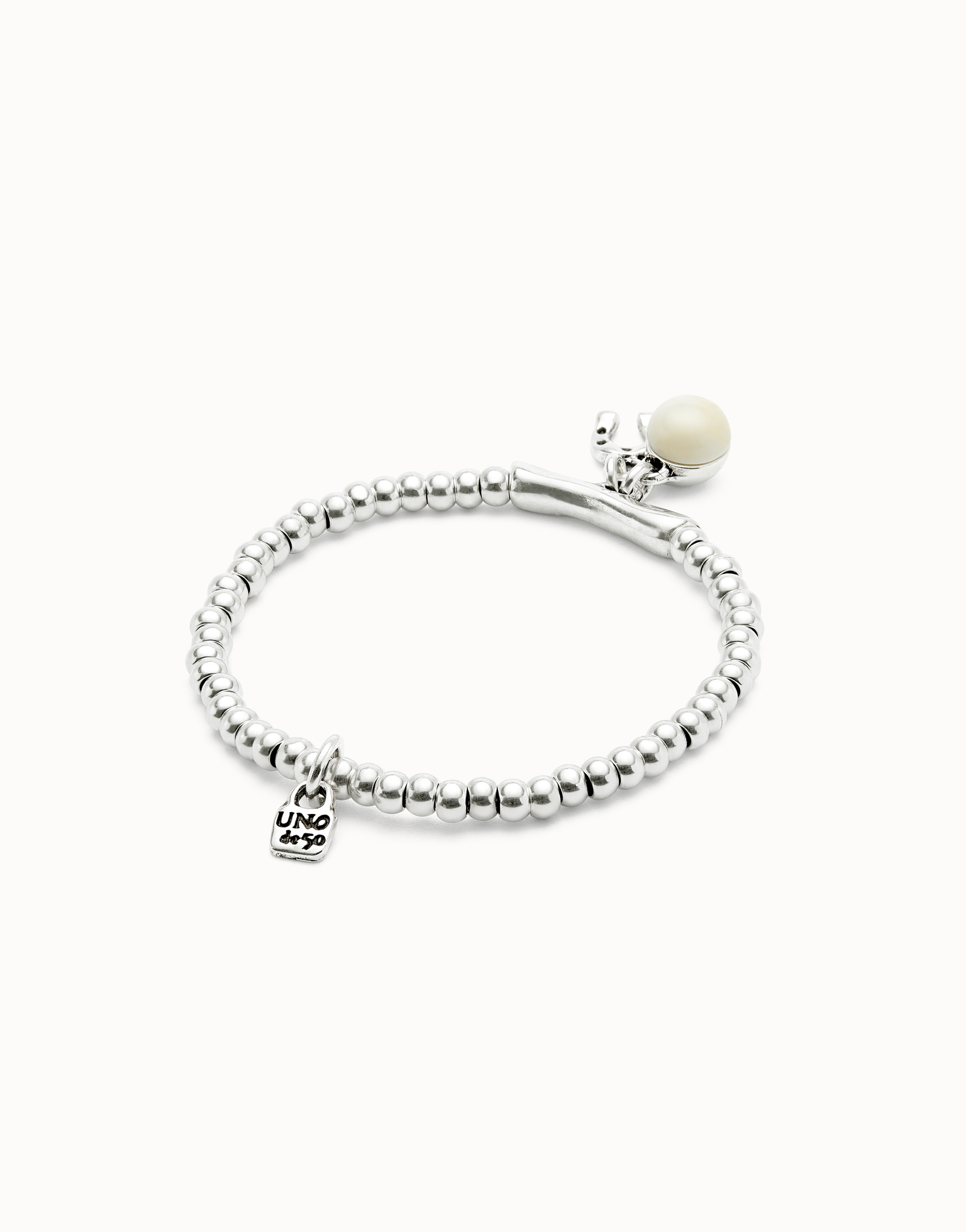 Bracelet plaqué argent avec cristal en verre de Murano et un fer à cheval, Argent, large thumbnail