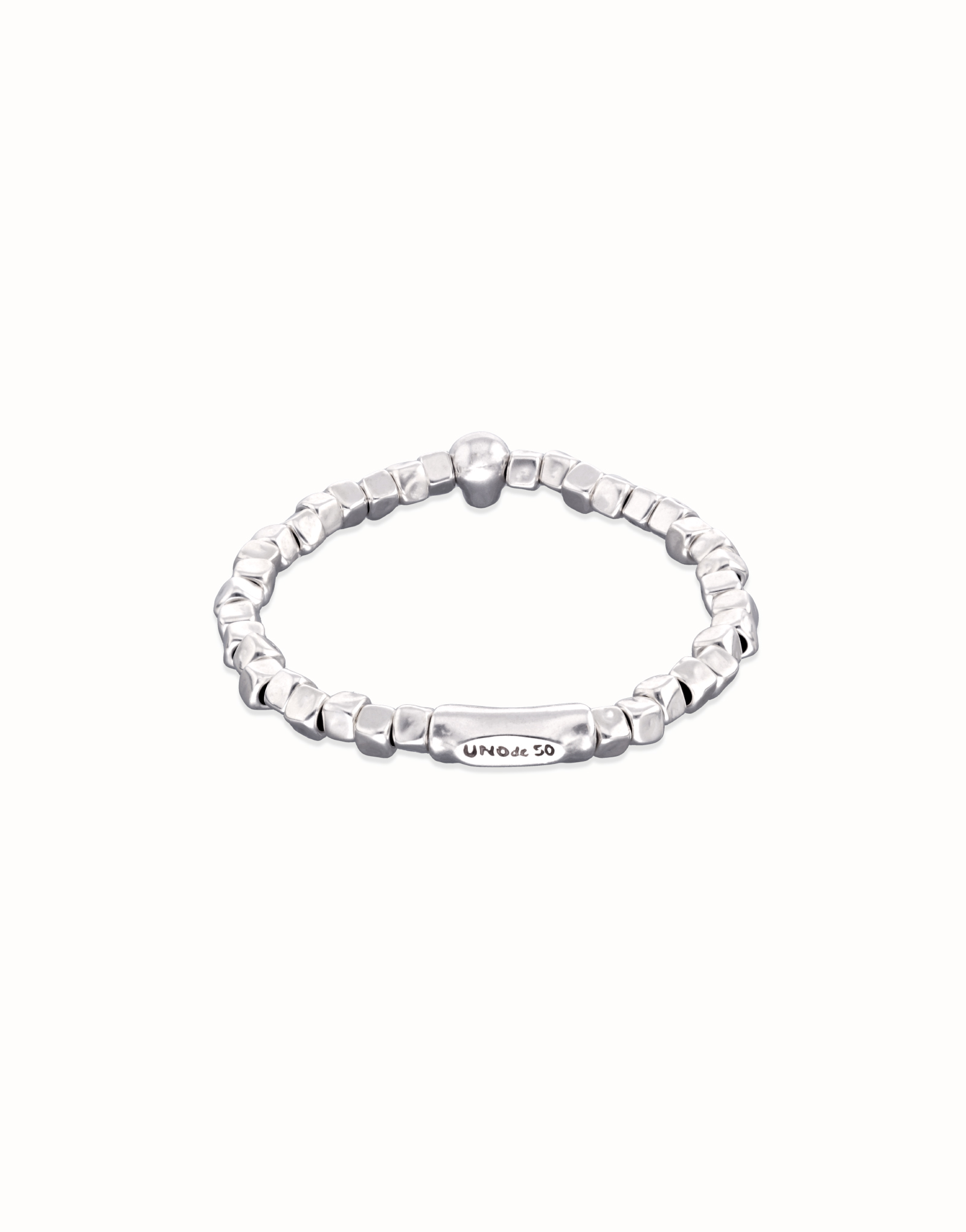 Beaded stretch bracelet with a skull, Silver, large thumbnail