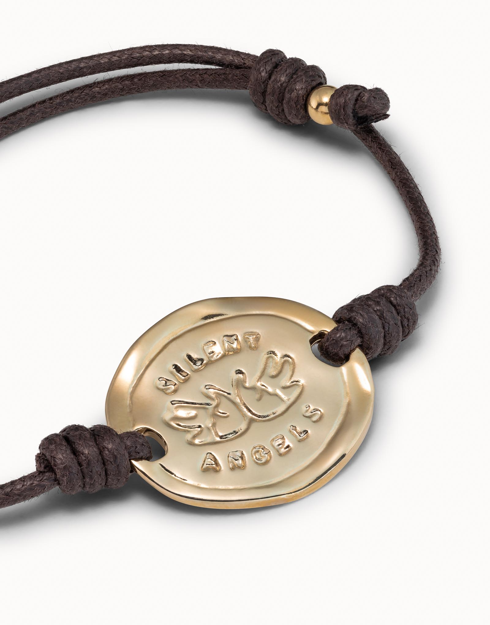 Leather bracelet with plate, Golden, large thumbnail