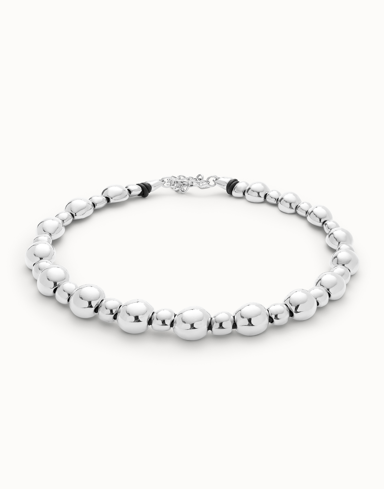 Beaded short necklace, Silver, large thumbnail