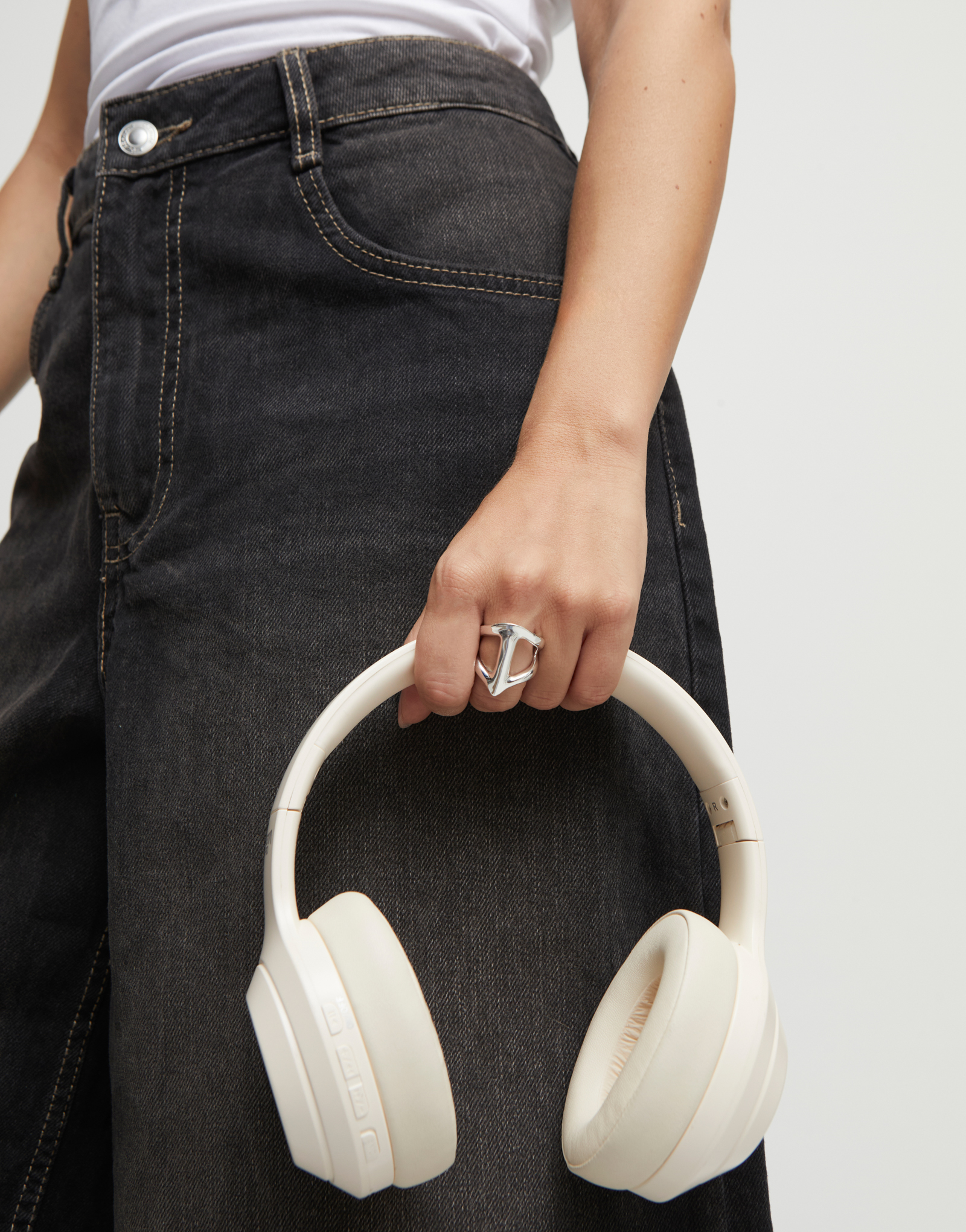 Anello placcato argento Sterling a forma di manta gigante, Argent, large thumbnail