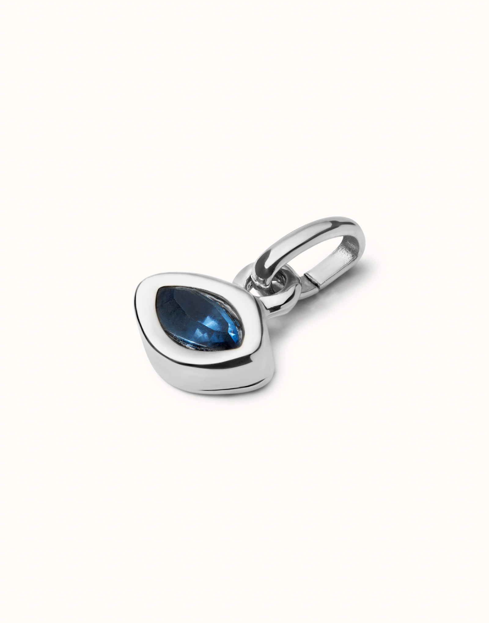 Charm with blue crystal, Silver, large thumbnail