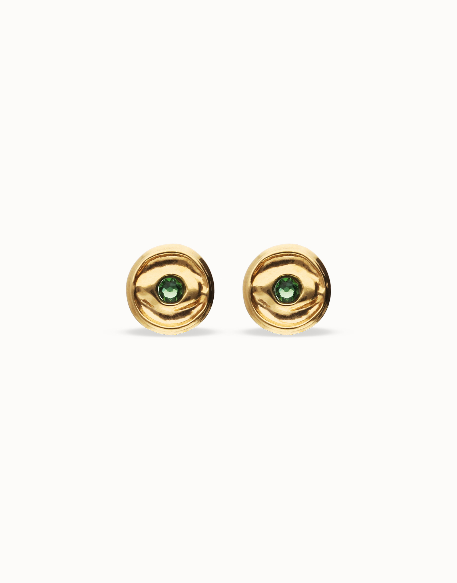 Stud earrings with verde crystal, Golden, large thumbnail