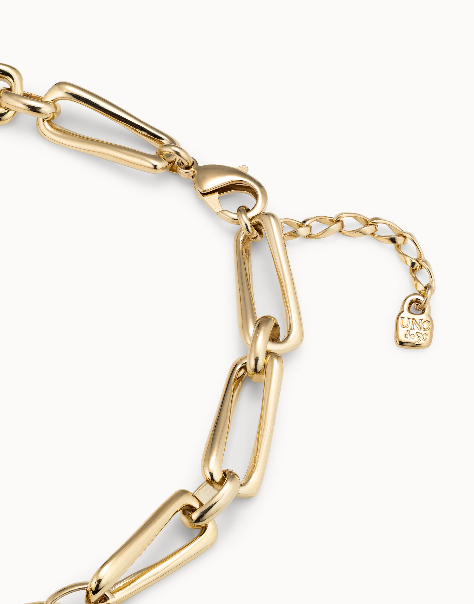 necklace with square links, Golden, large thumbnail