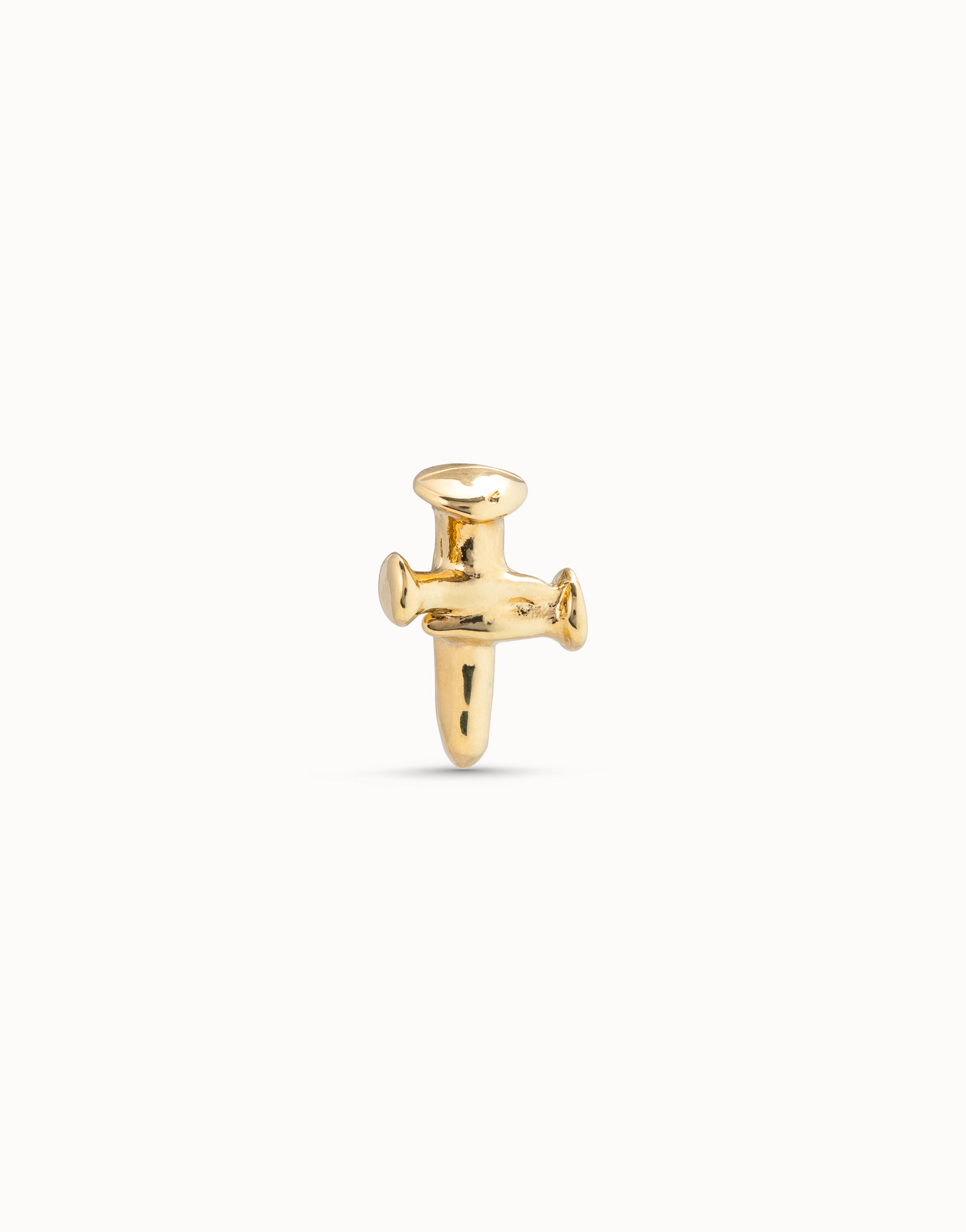 Cross Single Stud Earring, Golden, large thumbnail