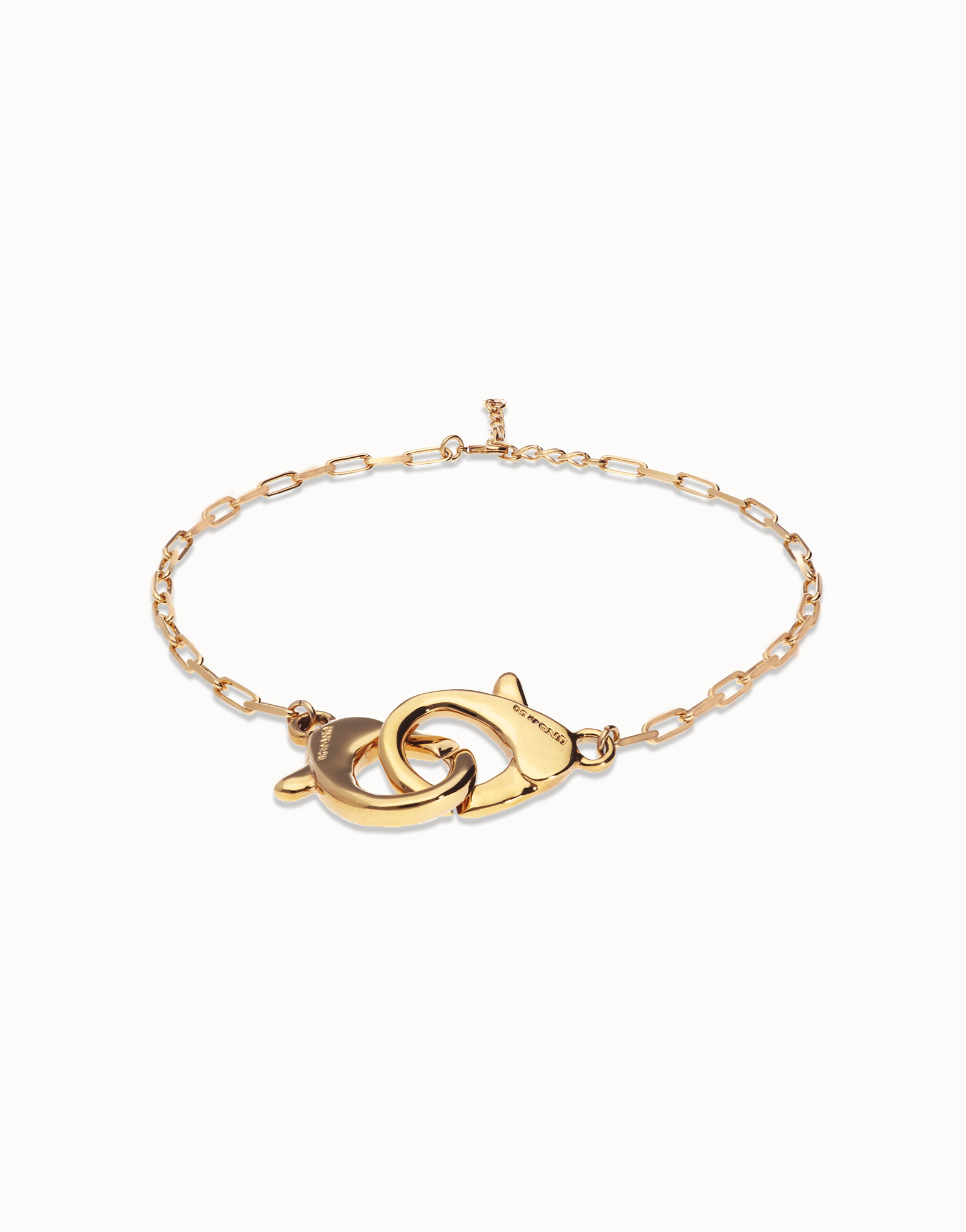 Necklace with large interlocking snap hook, Golden, large thumbnail