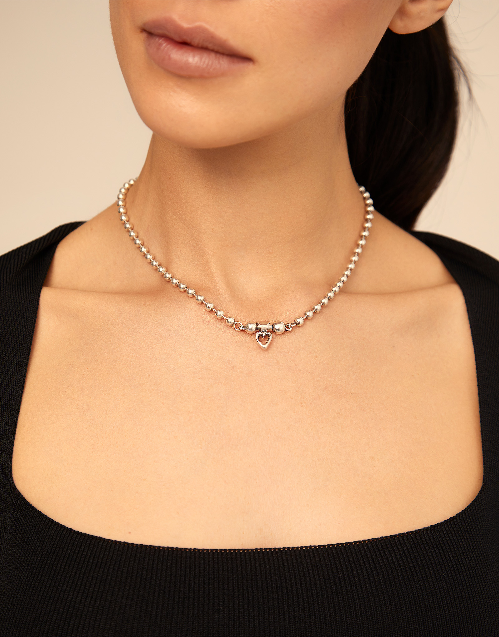 Heart shape charm, Silver, large thumbnail