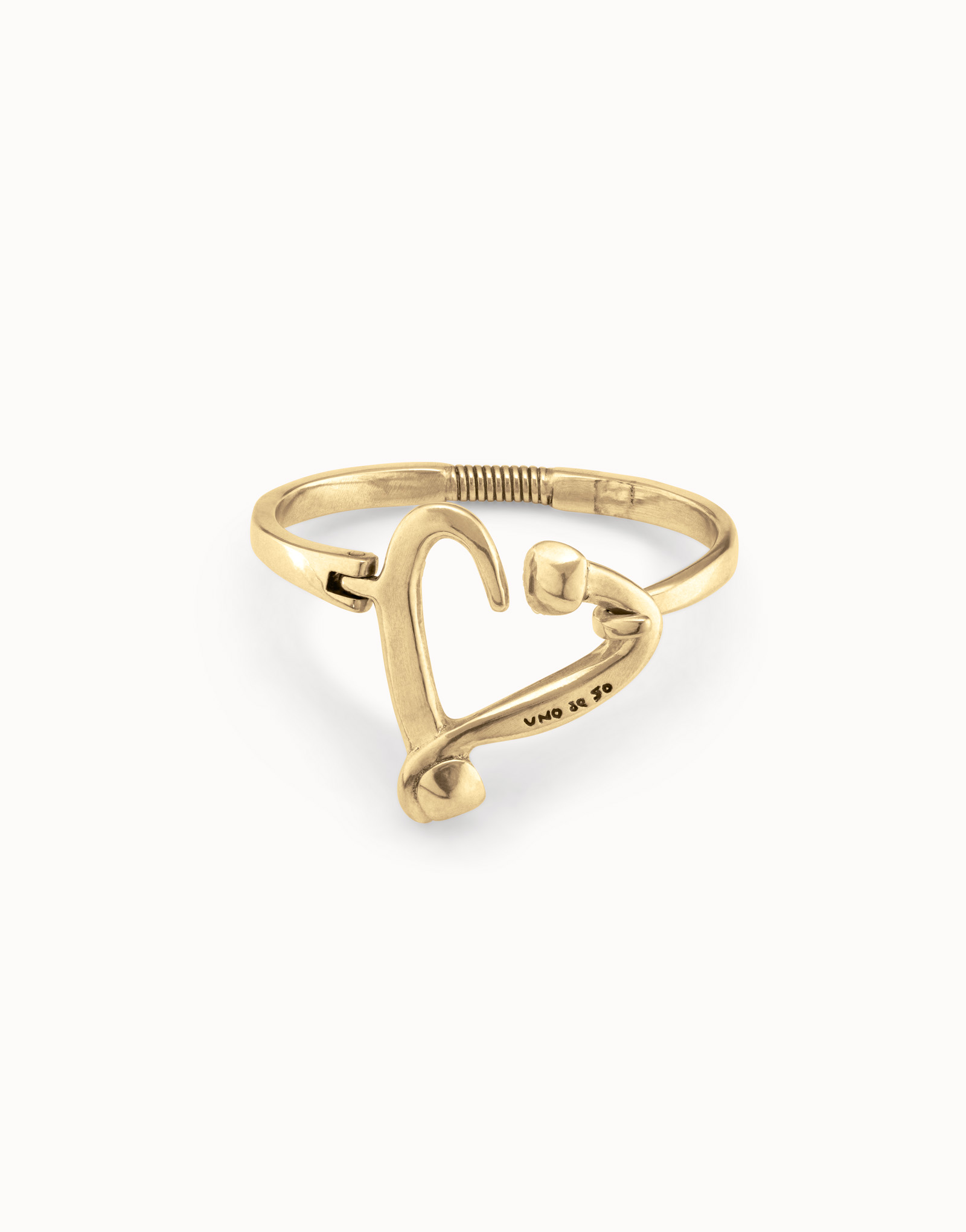 Bangle bracelet with nailed heart, Golden, large thumbnail
