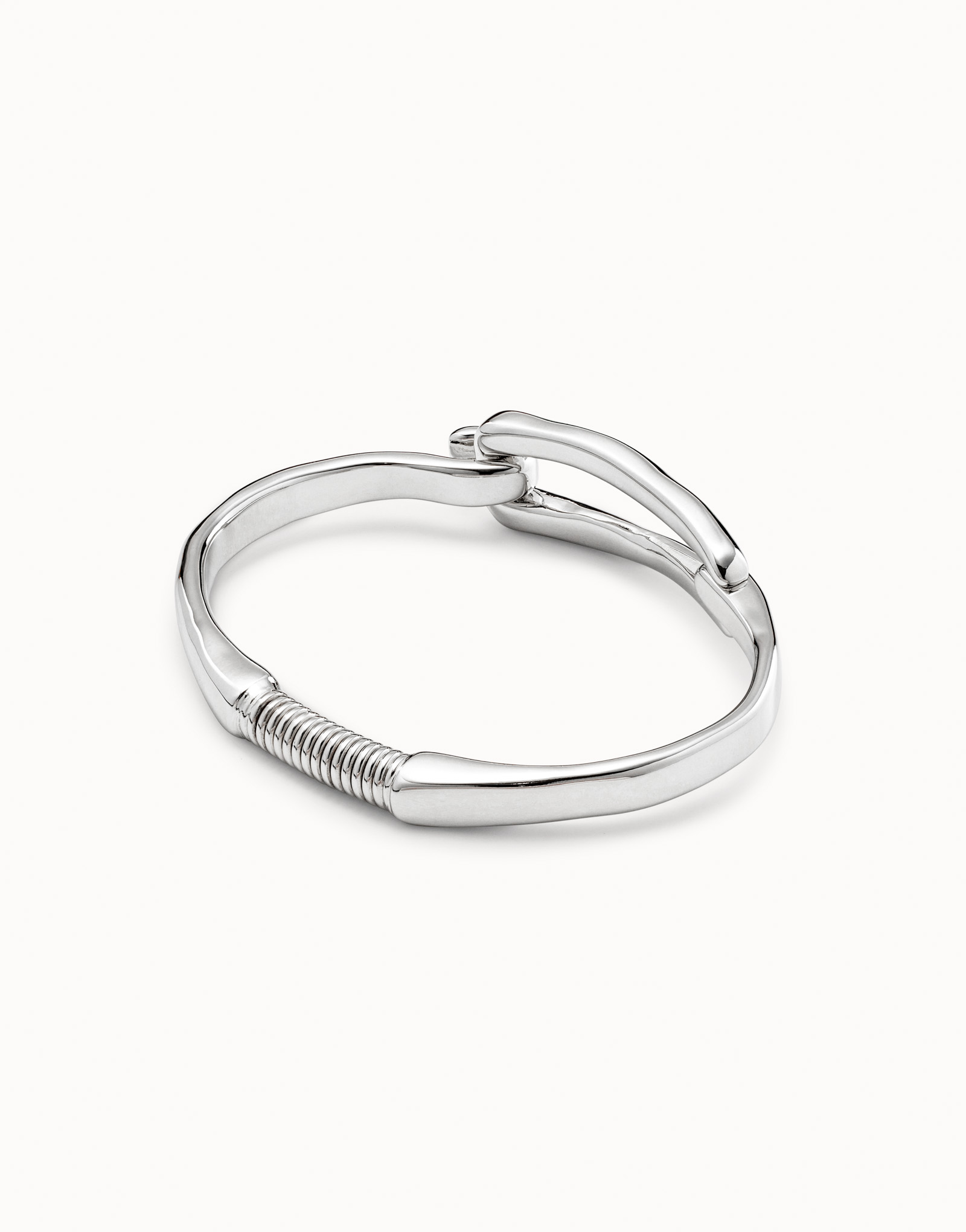 Bangle bracelet with buckle, Silver, large thumbnail