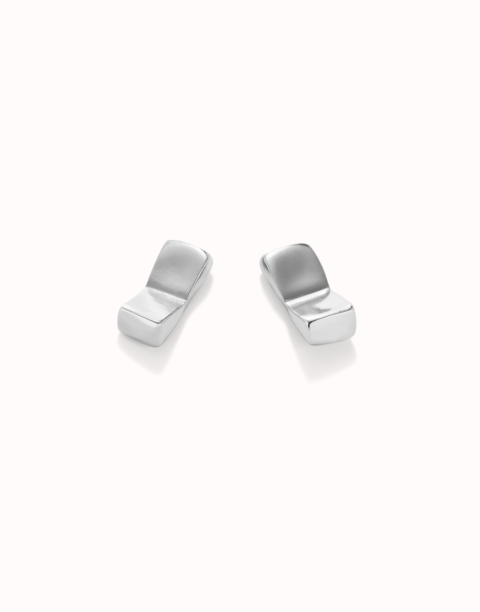 Rectangular-shaped stud earrings, Silver, large thumbnail