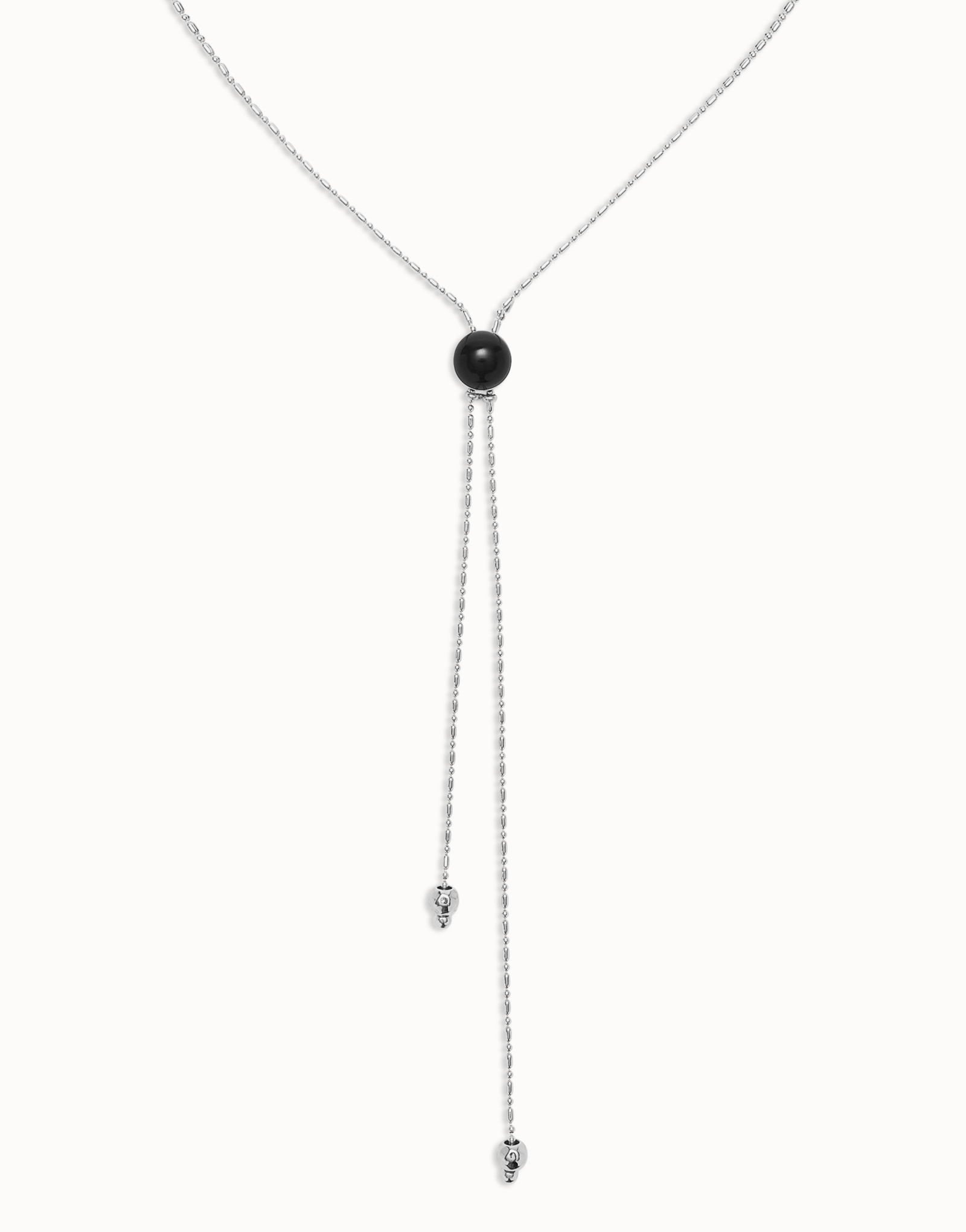 Collier long plaqué argent avec une chaîne ajustable et un cristal en verre de Murano, Argent, large thumbnail