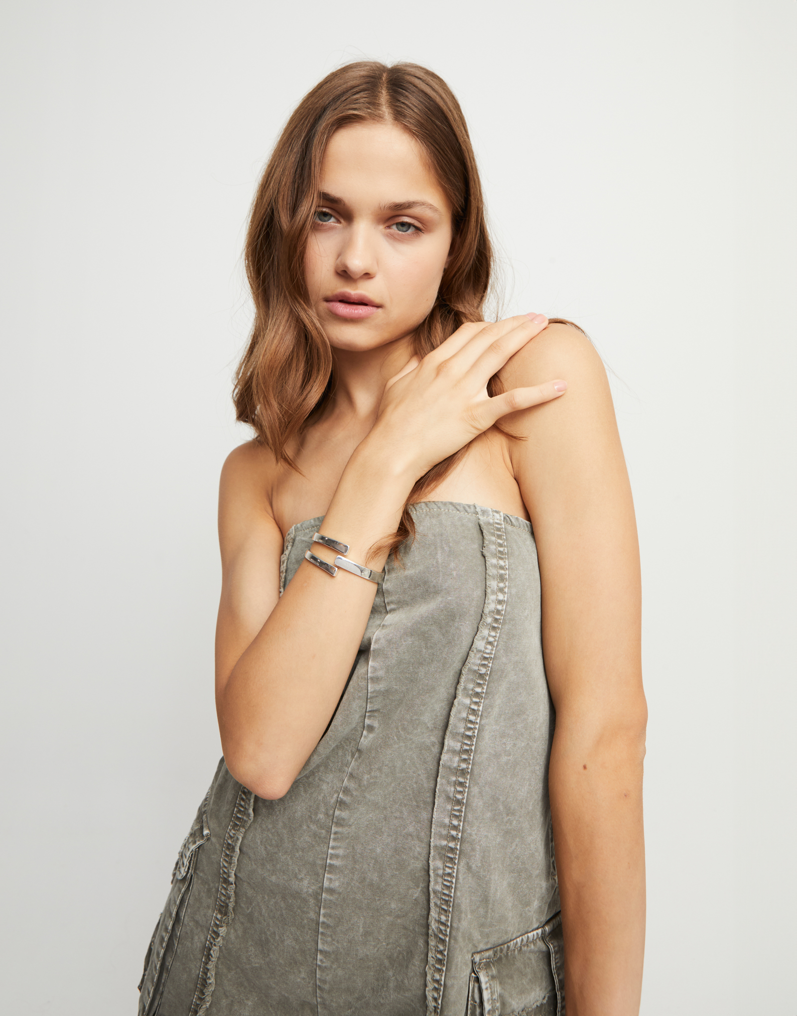 Pulsera rigida bañada en plata de ley, Plateado, large thumbnail