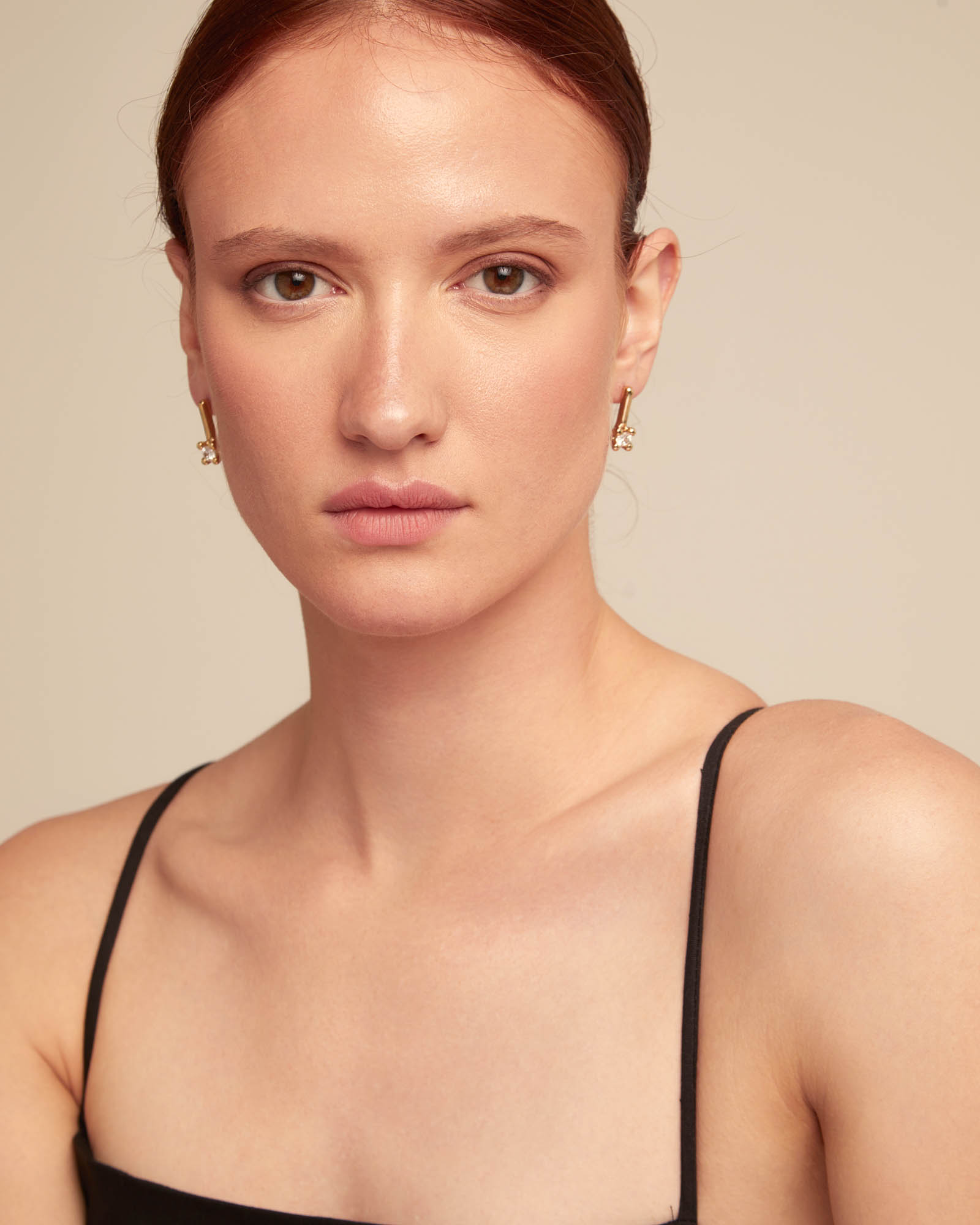 Drop earrings with blue cubic zirconia, Golden, large thumbnail