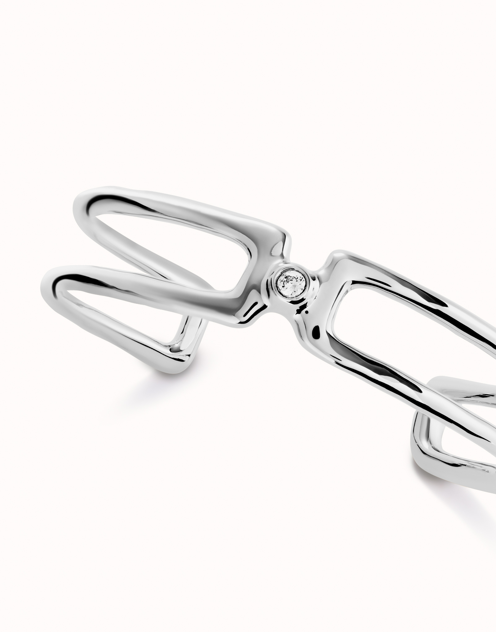 Double strand bangle bracelet with white topaz, Silver, large thumbnail