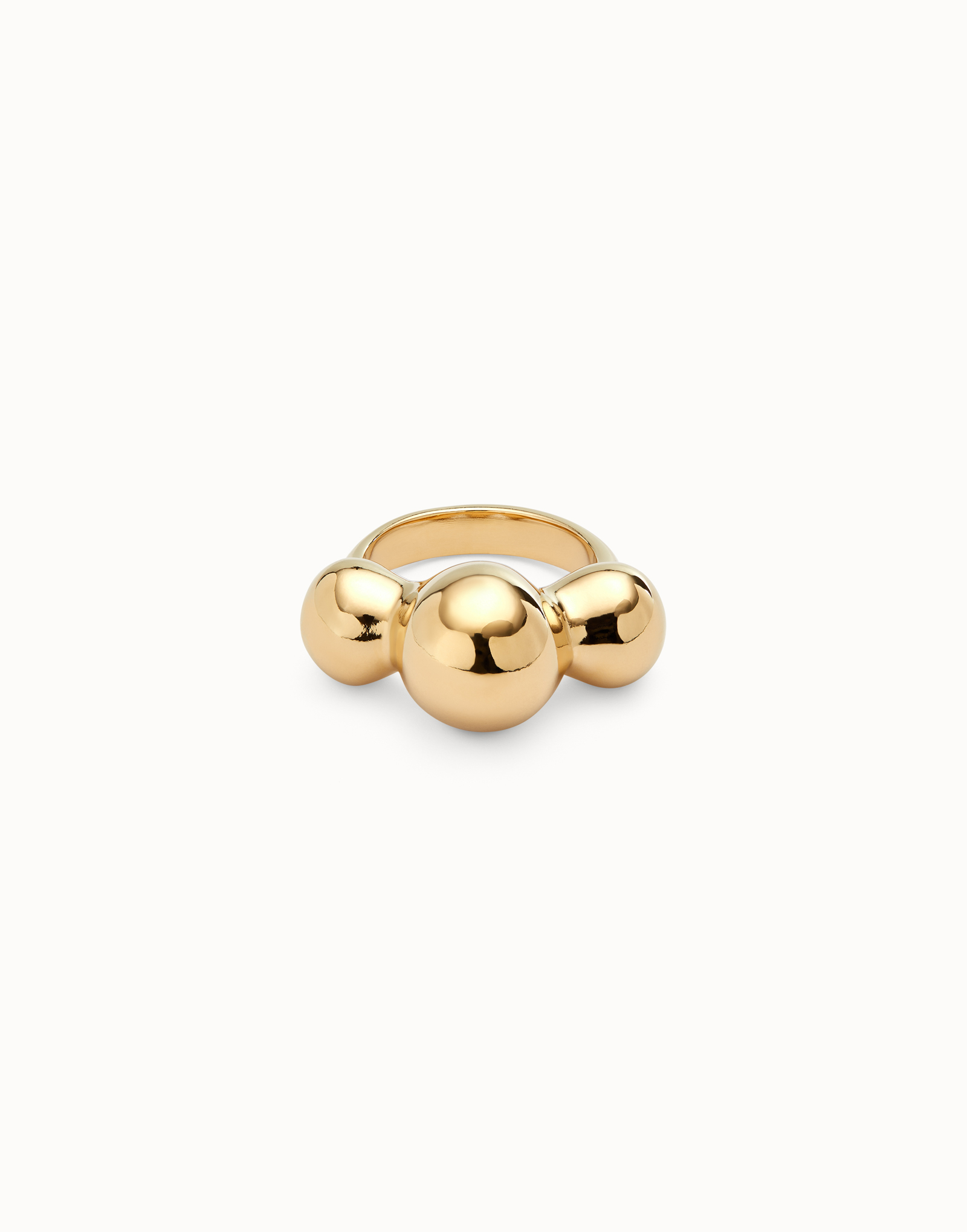 ring with three central beads, Golden, large thumbnail