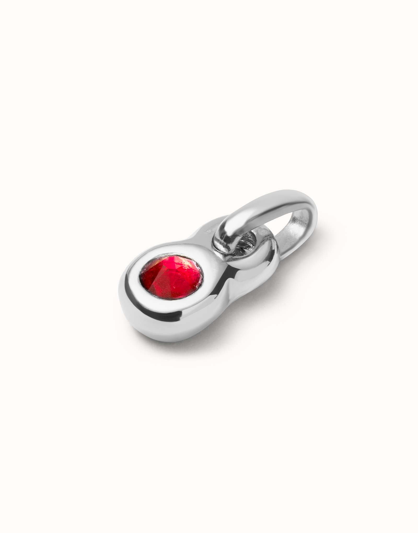 Charm with red crystal, Silver, large thumbnail