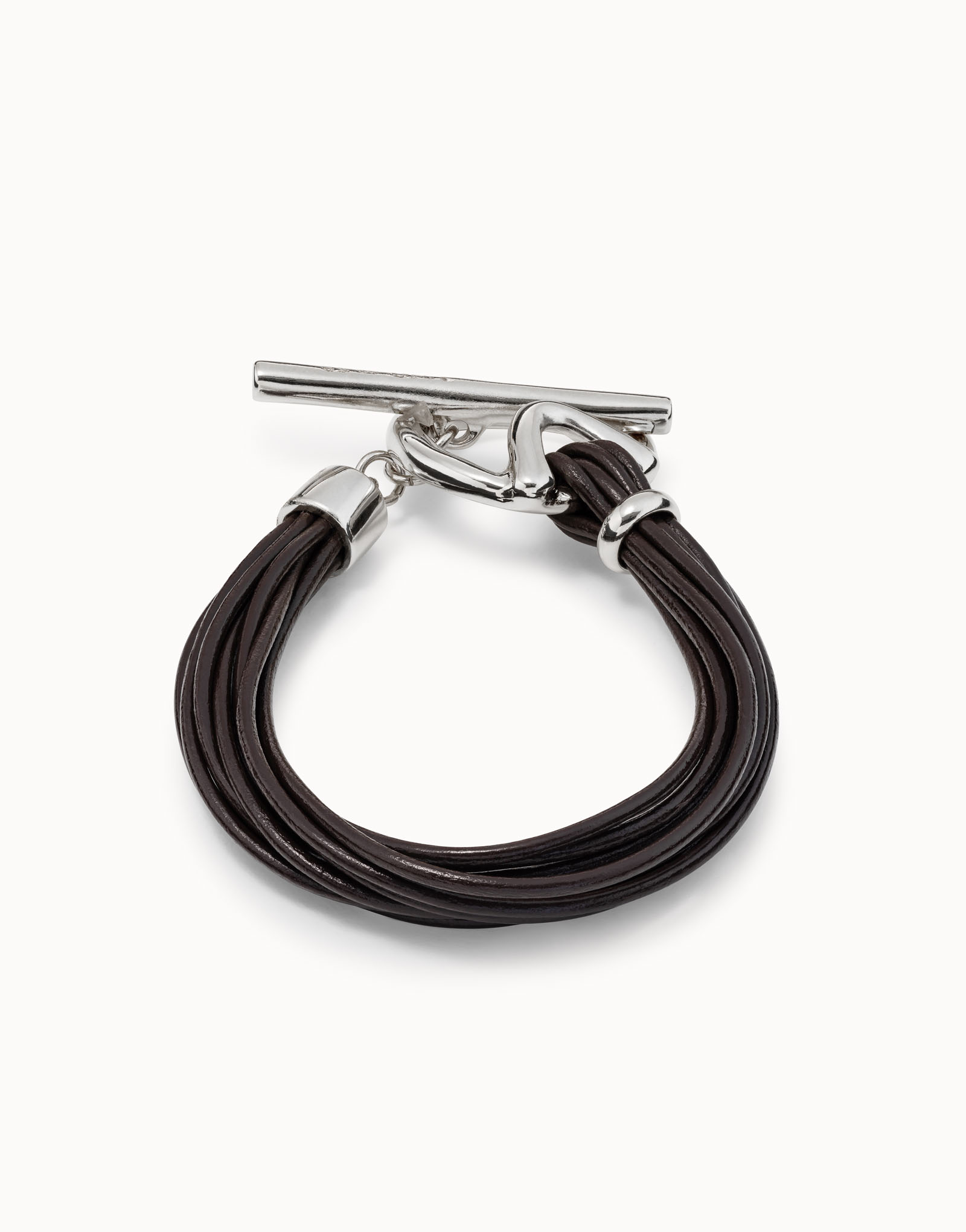 Multi-strand leather bracelet, Silver, large thumbnail