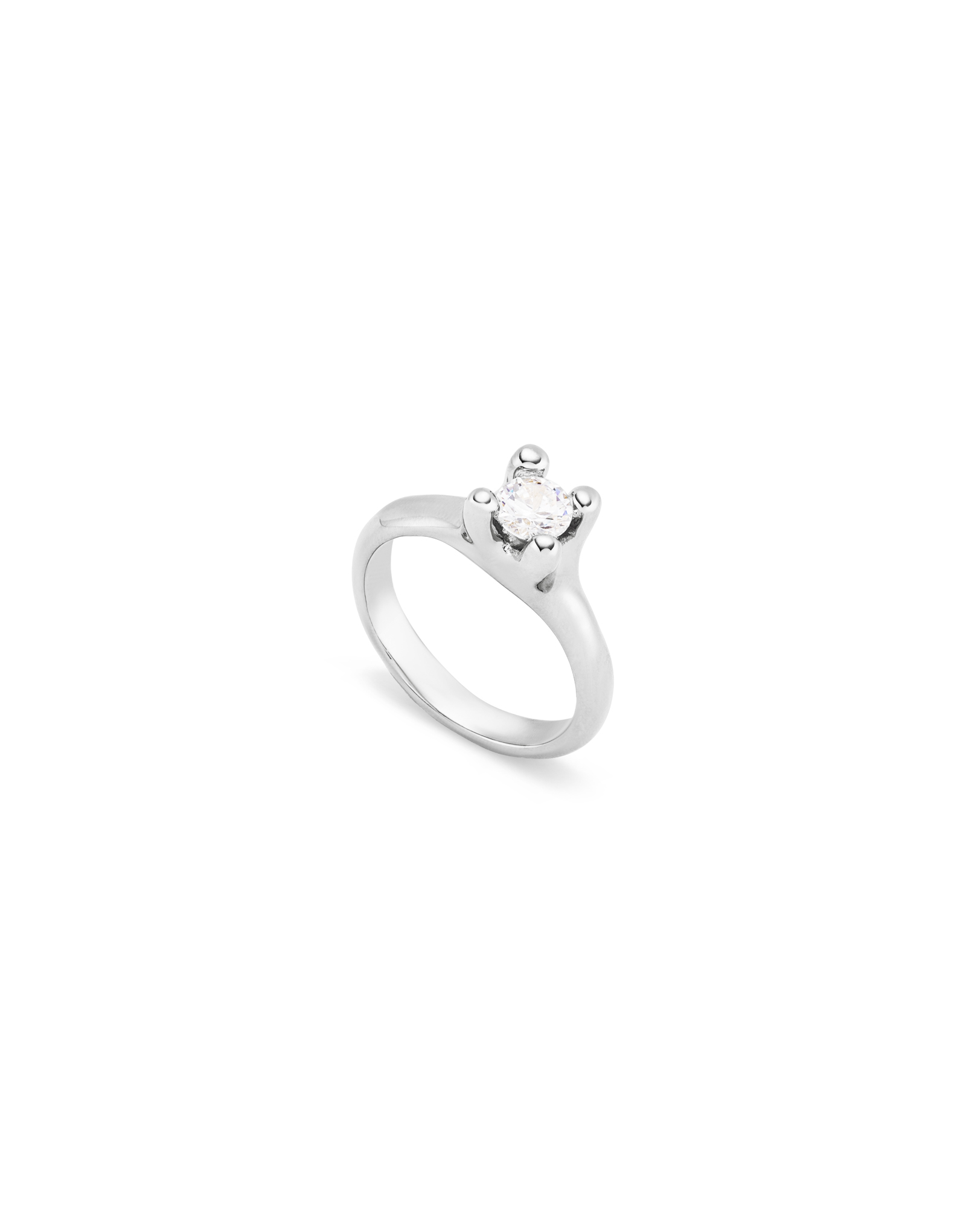 Ring with white cubic zirconia, Silver, large thumbnail