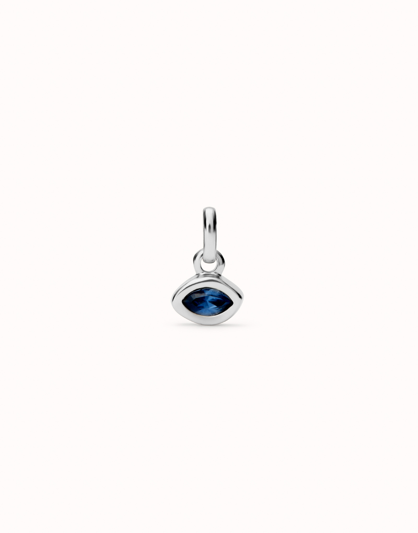 Charm with blue crystal, Silver, large thumbnail