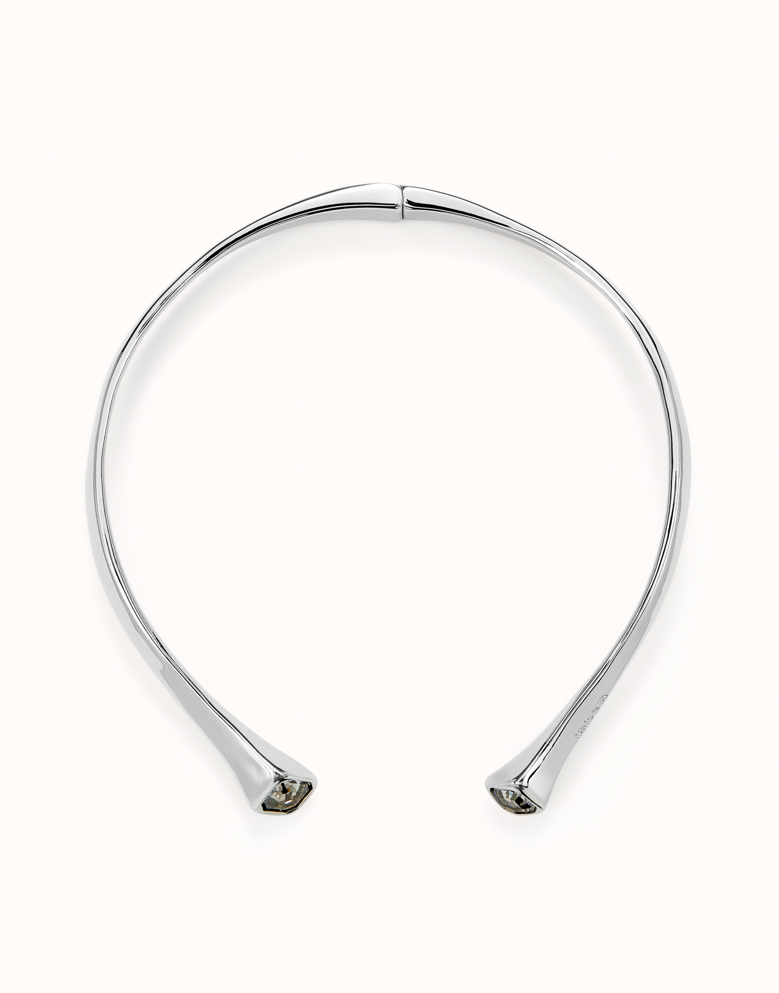 Necklace with white crystal, Silver, large thumbnail