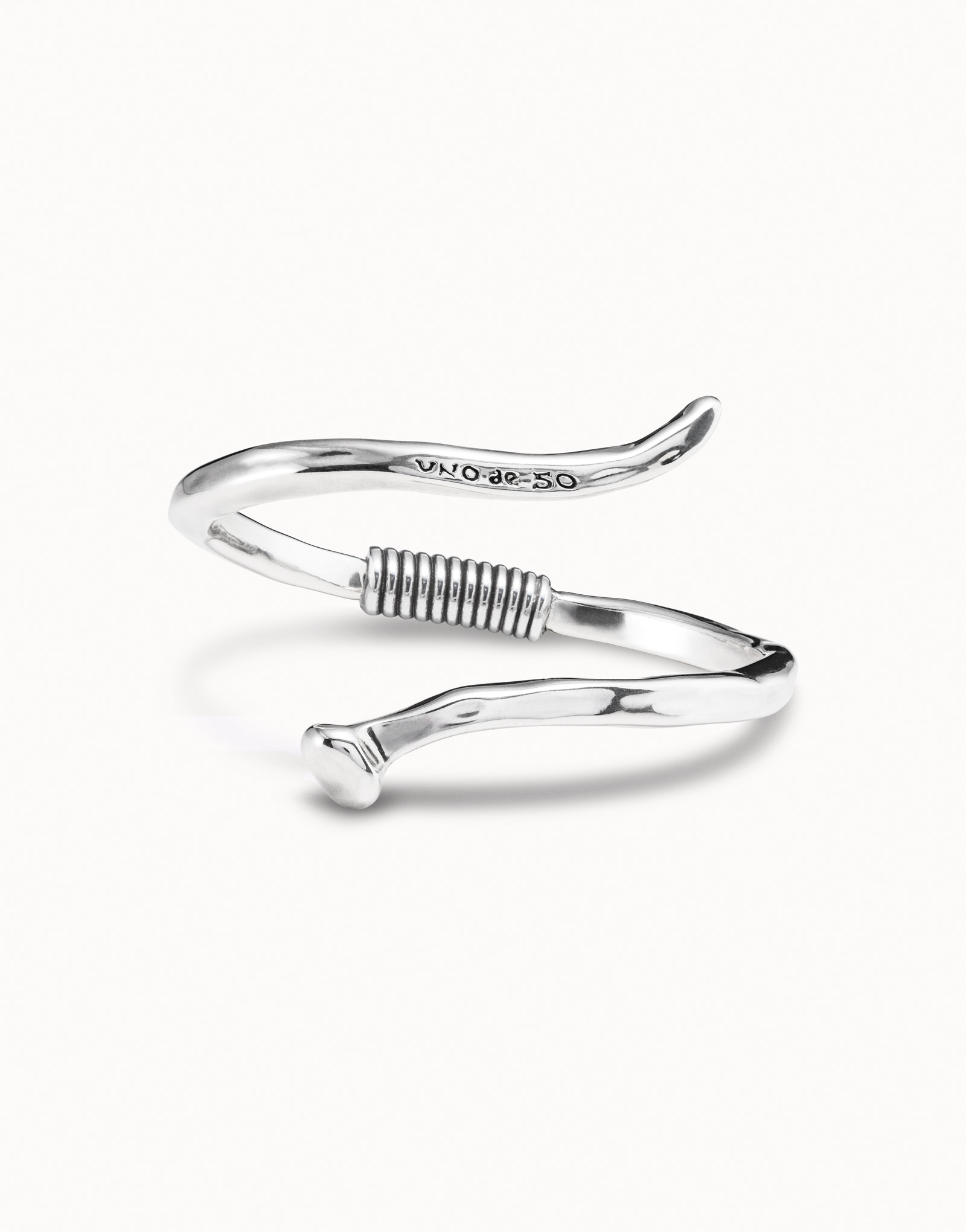Bangle bracelet with a spiral-shaped nail, Silver, large thumbnail