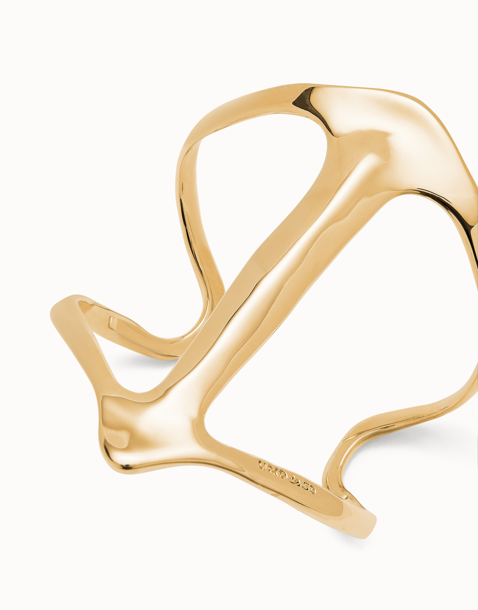 Bracciale rigido placcato oro 18k con struttura di manta gigante e topazi., Dorado, large thumbnail