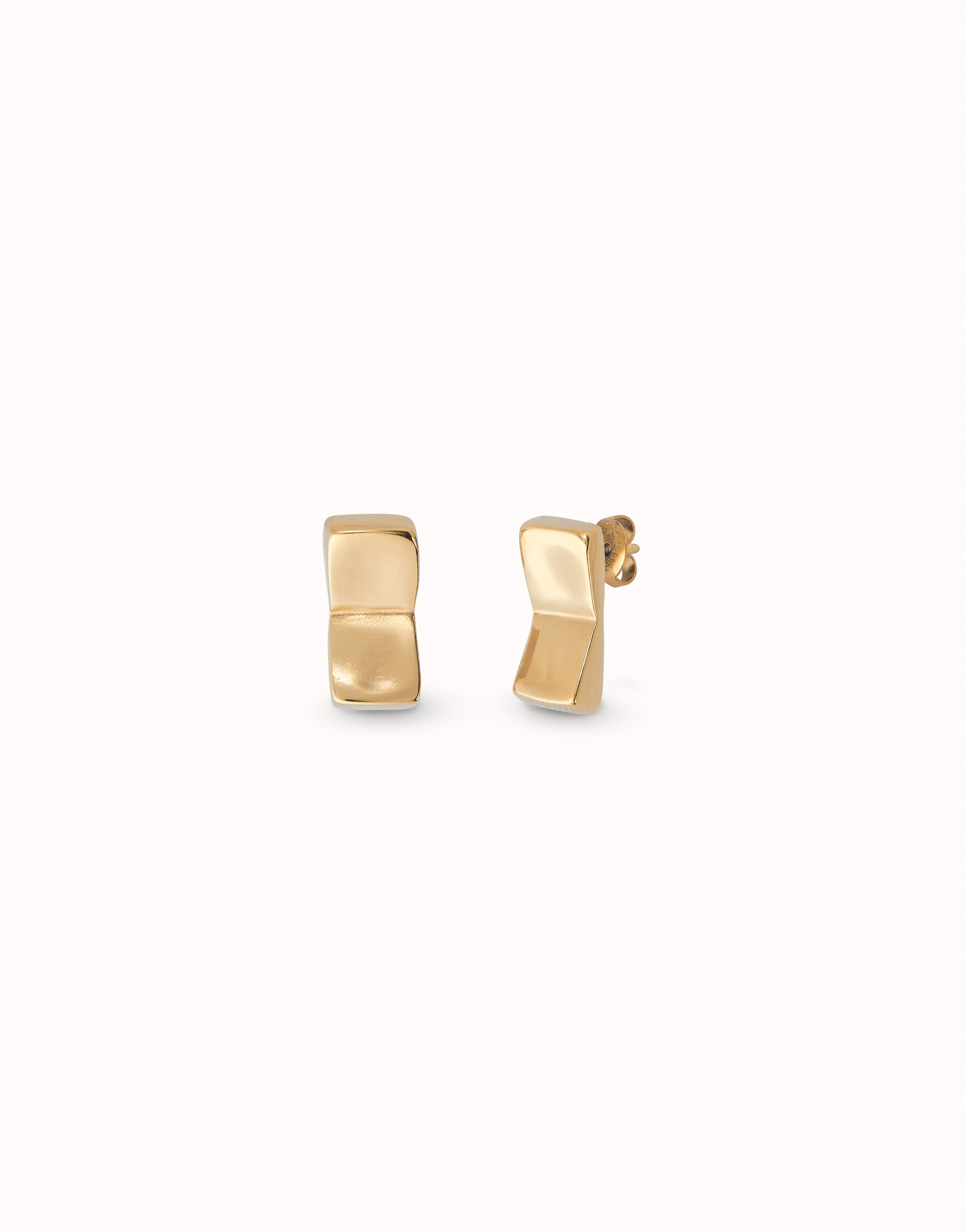 Rectangular-shaped stud earrings, Golden, large thumbnail