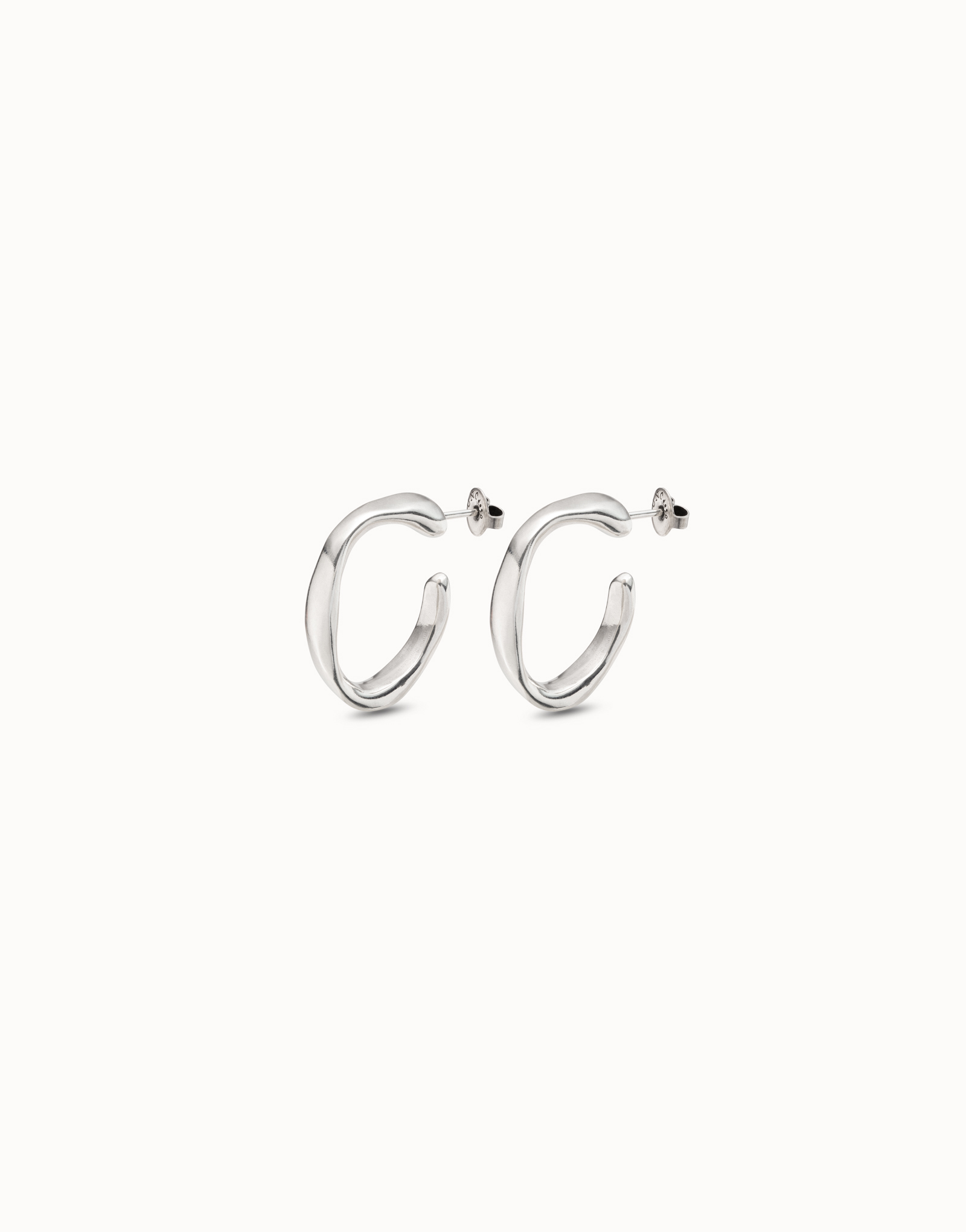 Boucles d’oreilles plaquées argent en forme d’anneaux larges, Argent, large thumbnail