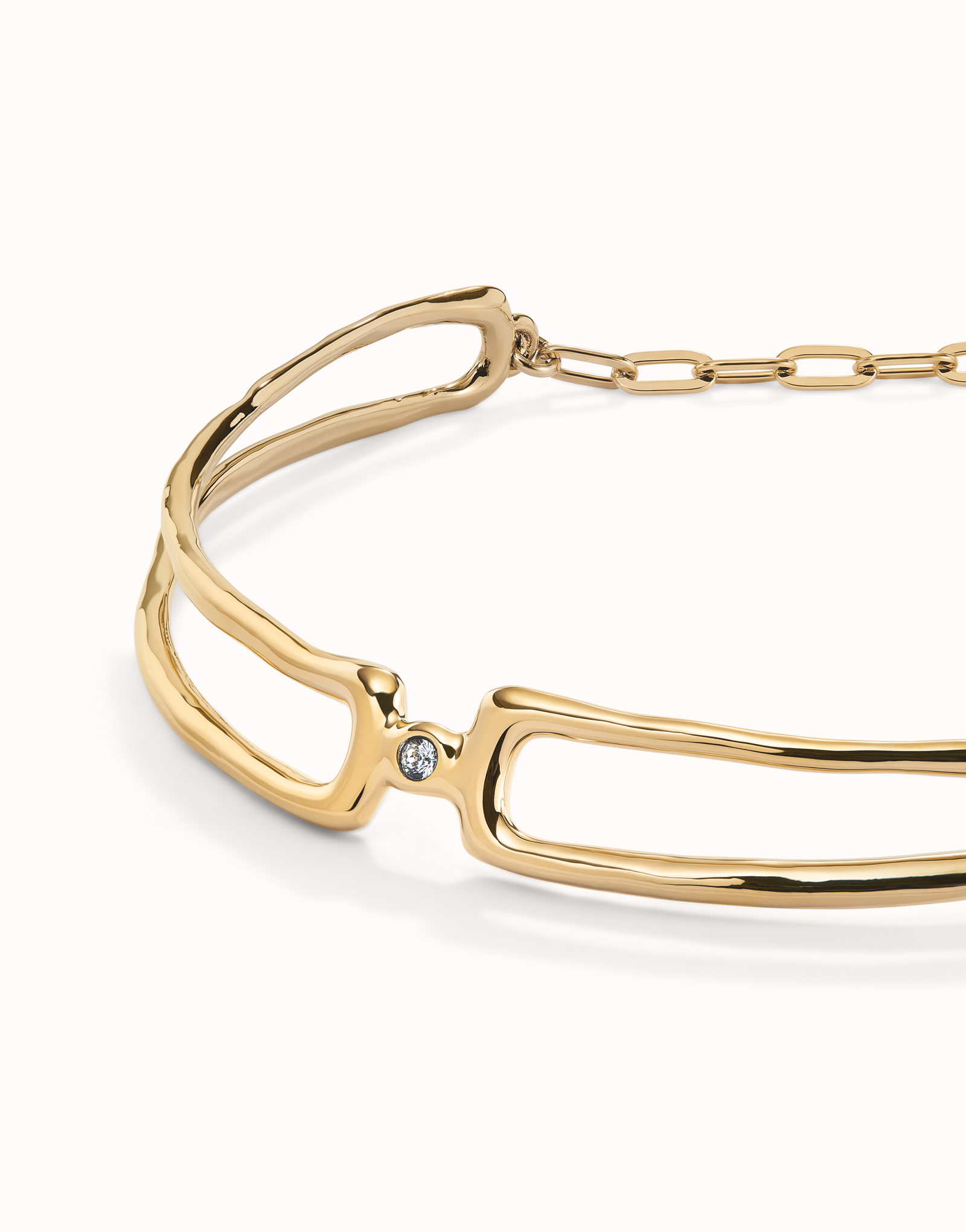 Choker necklace with white topaz, Golden, large thumbnail