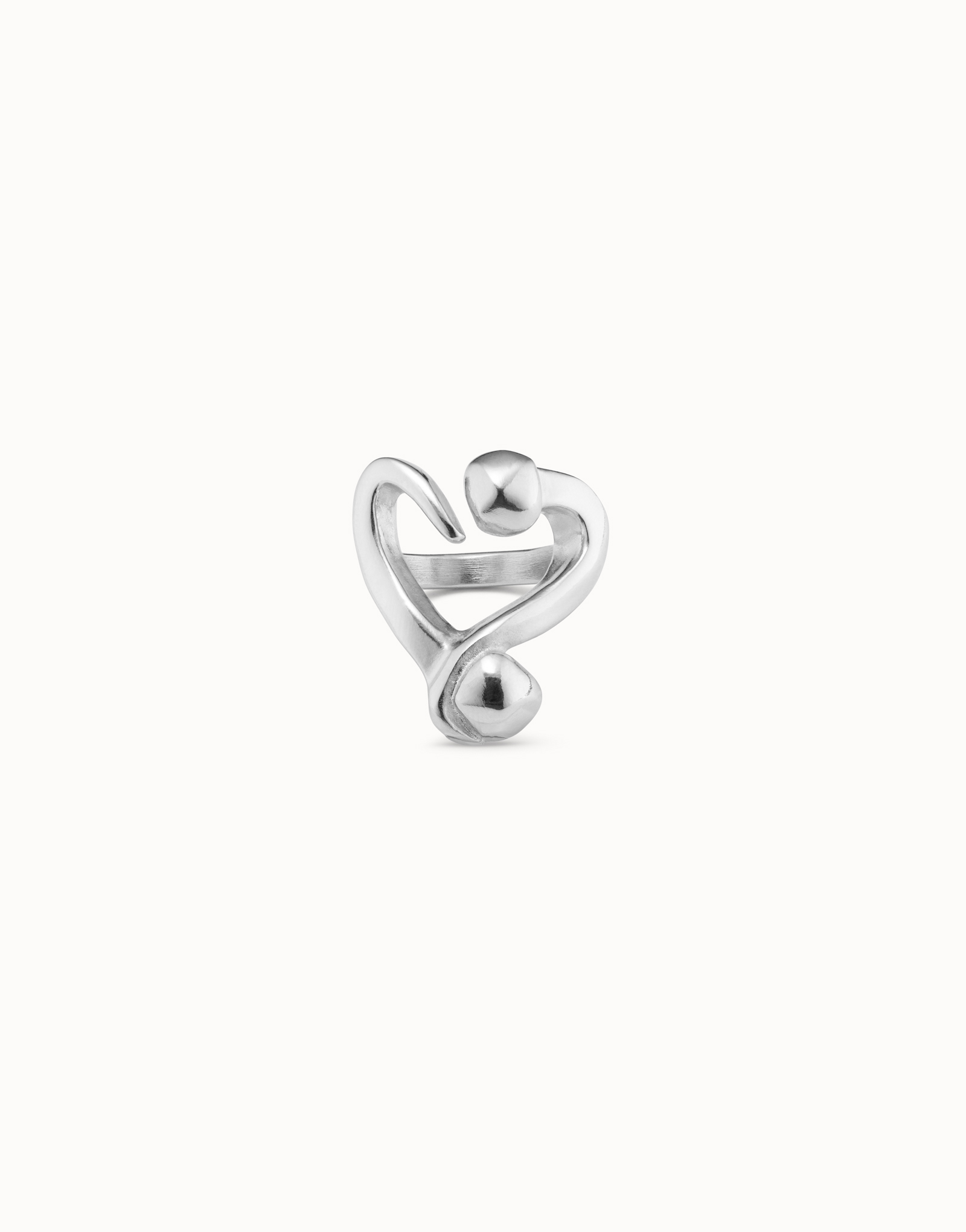 Open ring with a nailed heart, Silver, large thumbnail