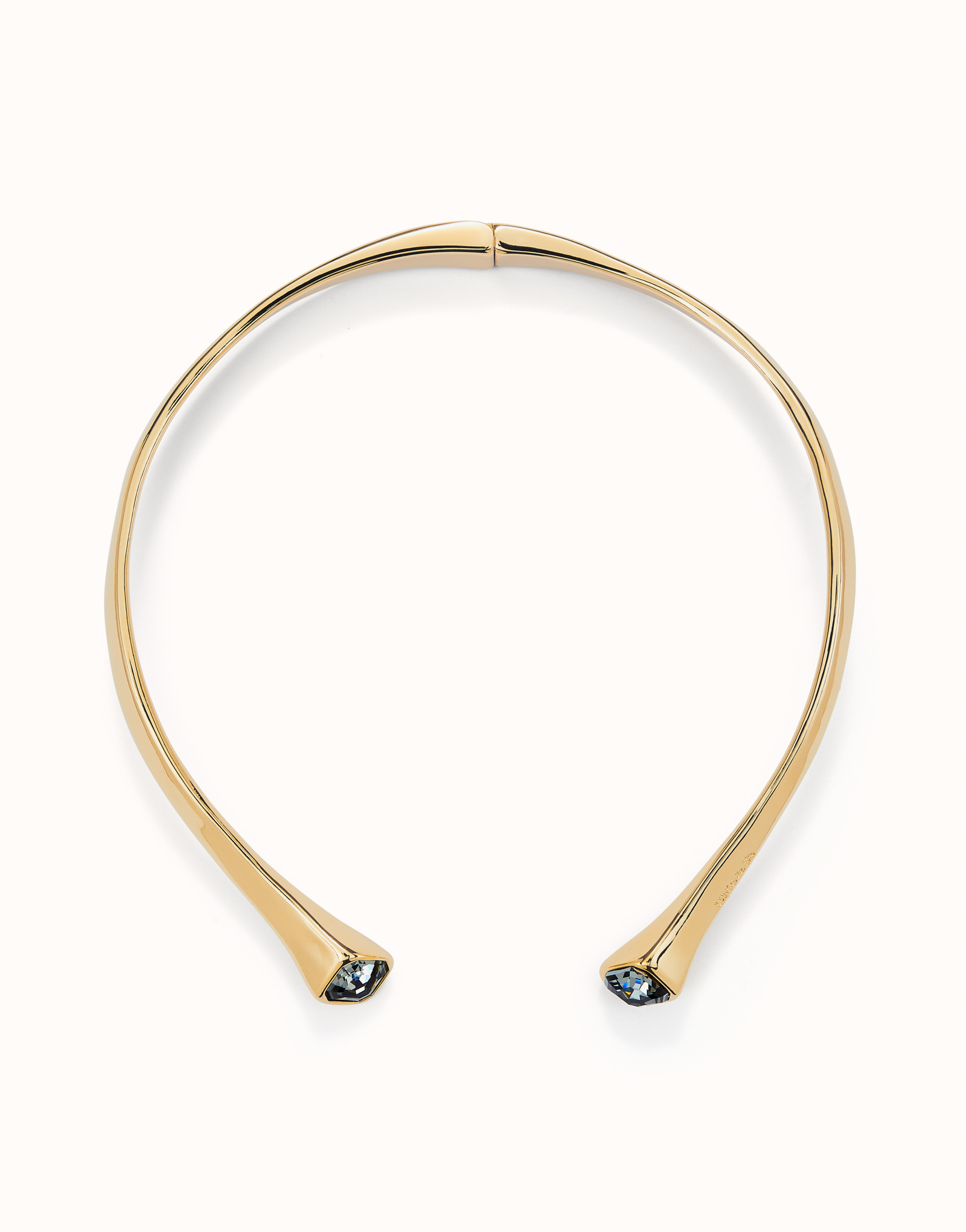 Necklace with black crystal, Golden, large thumbnail