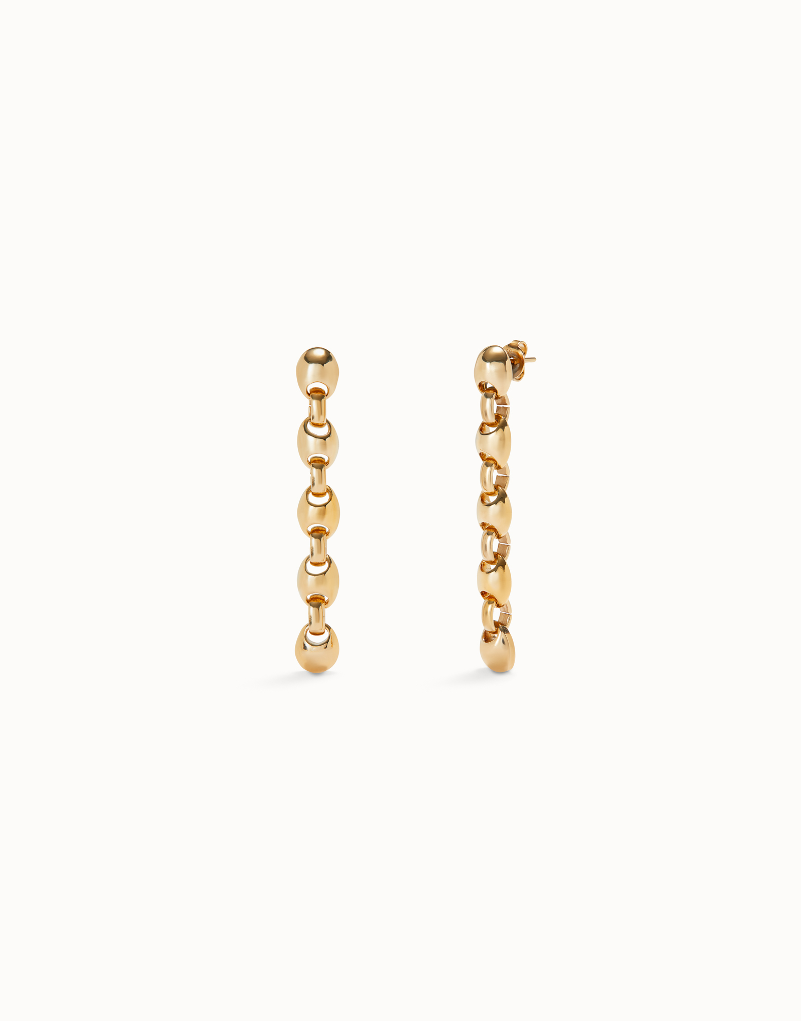Drop earrings with bead shaped links, Golden, large thumbnail