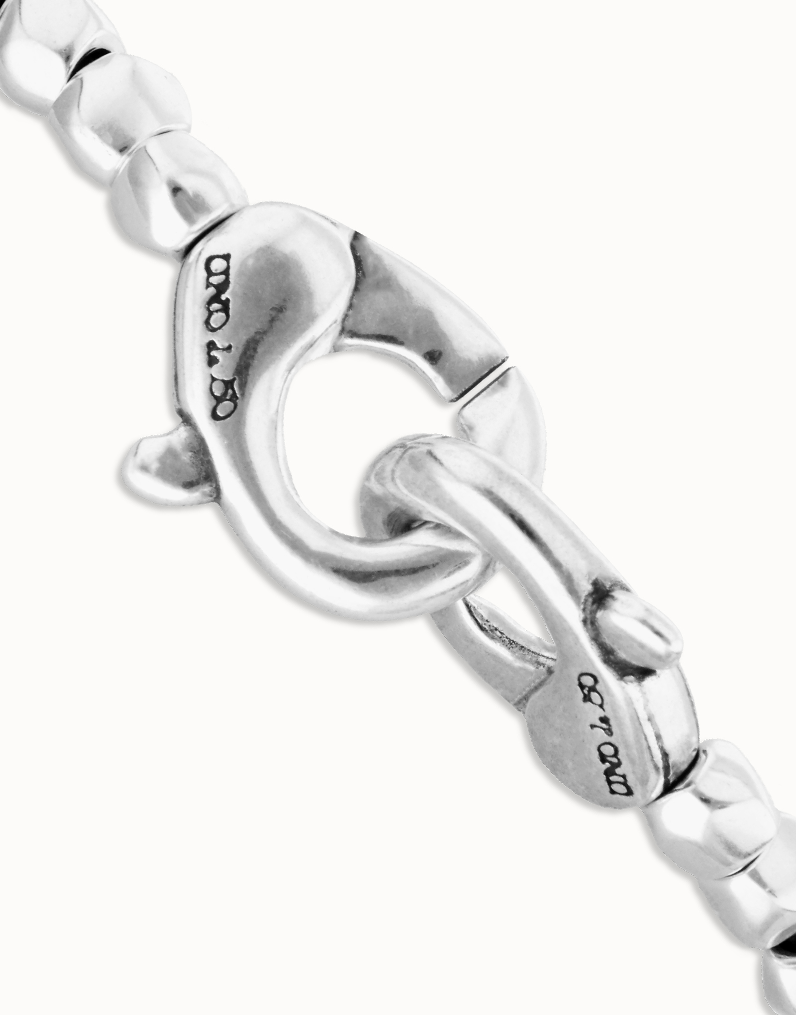 Beads bracelet with interlocking carabiner, Silver, large thumbnail