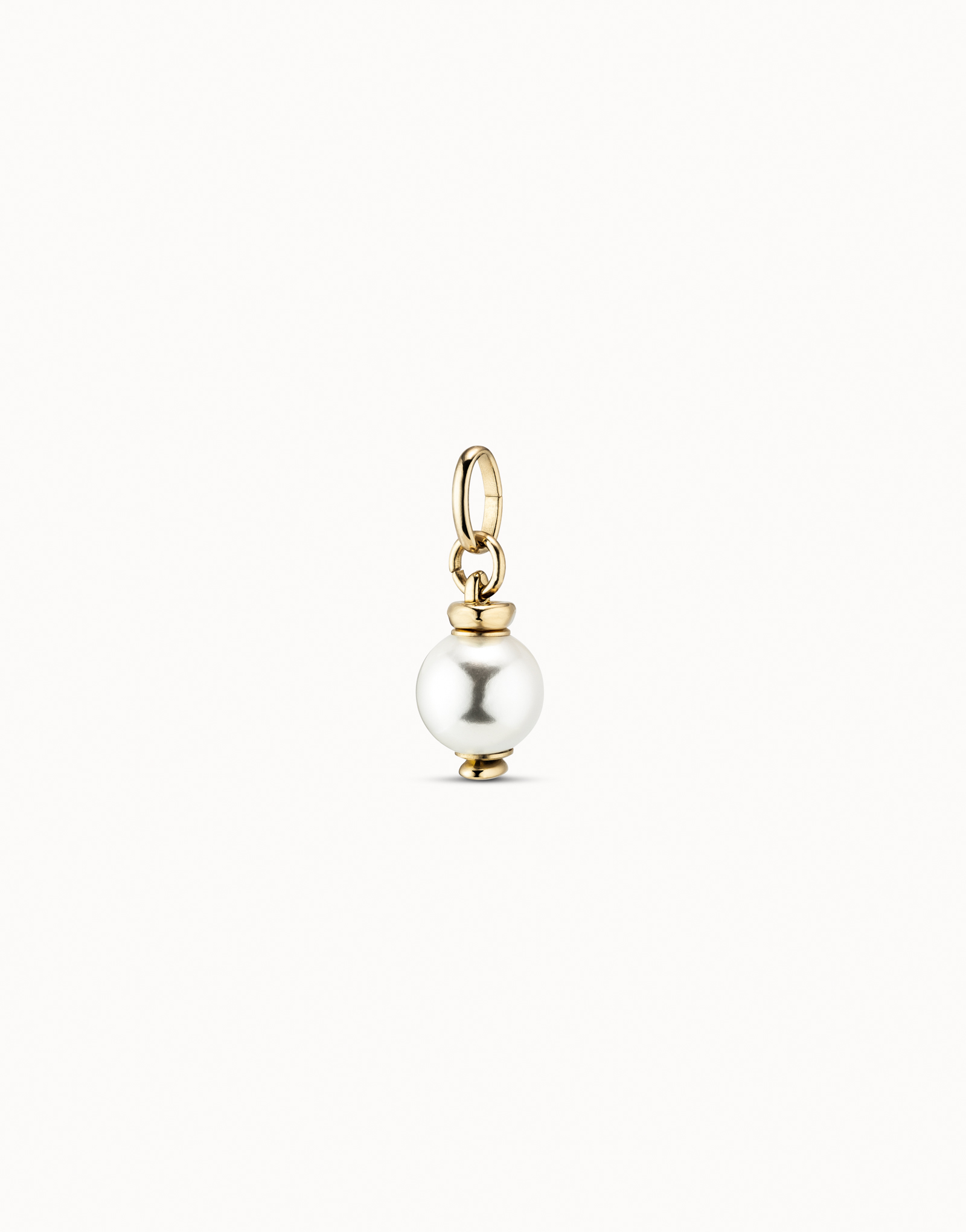 Charm with white pearl, Golden, large thumbnail