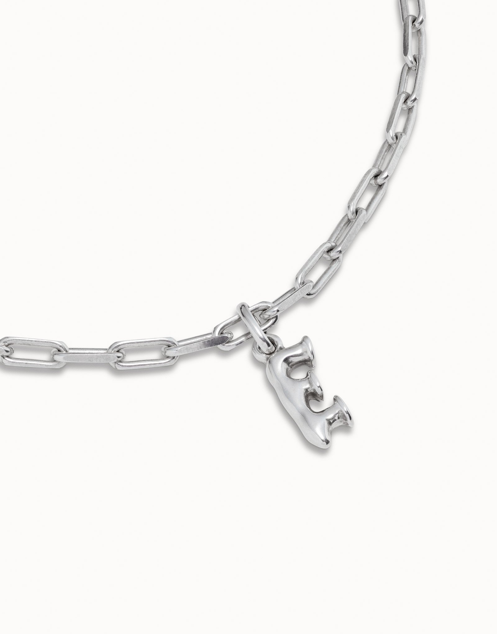 Short link chain charm necklace, Silver, large thumbnail
