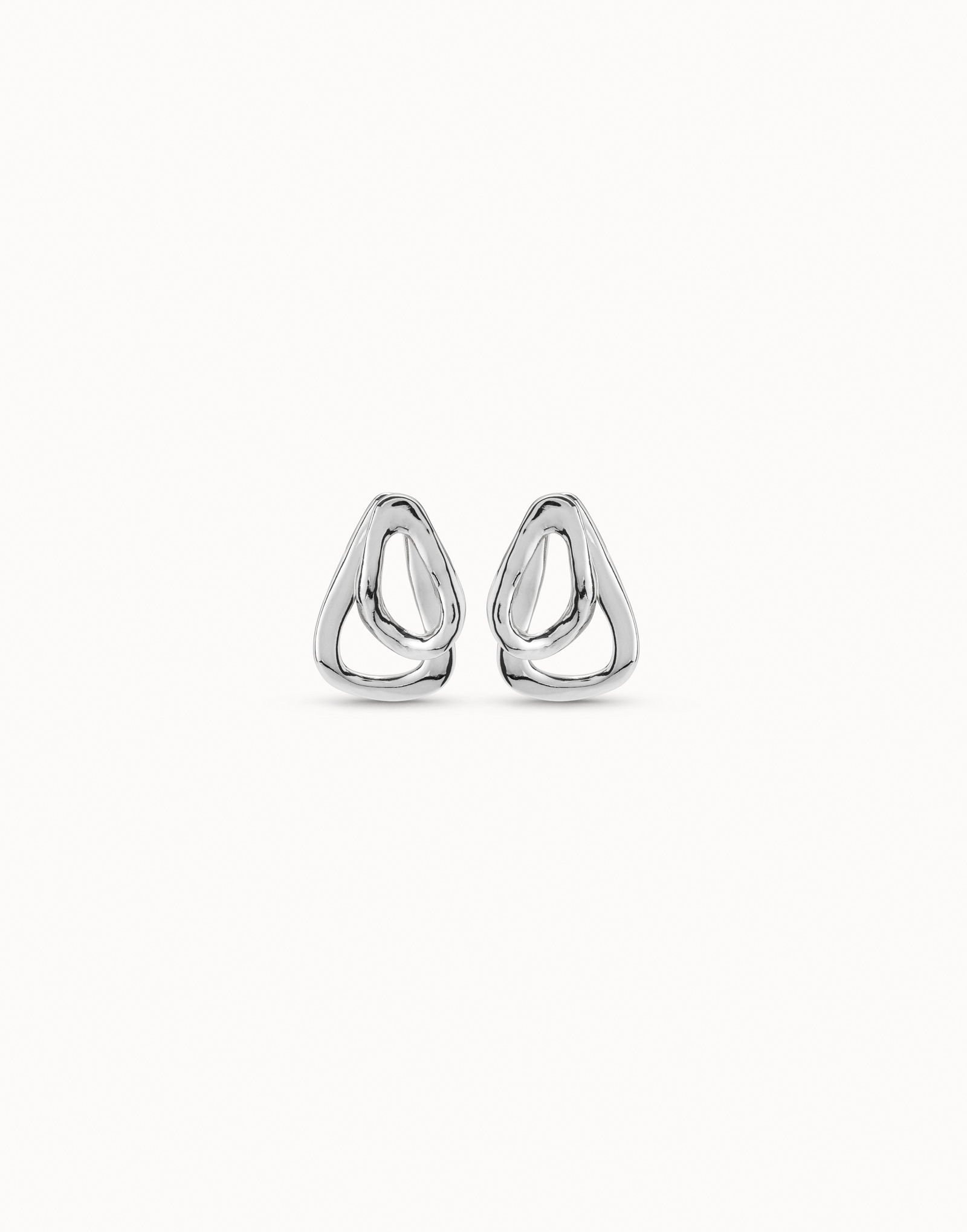 Earrings with 2 overlapping links, Silver, large thumbnail