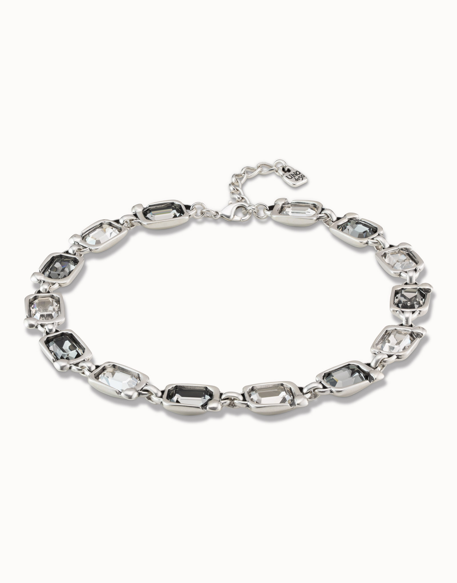 Short necklace with crystals, Silver, large thumbnail