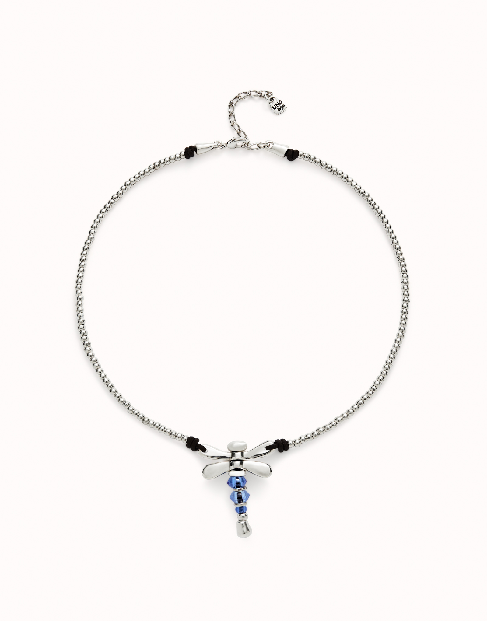 Short pendant necklace with dragonfly, Silver, large thumbnail