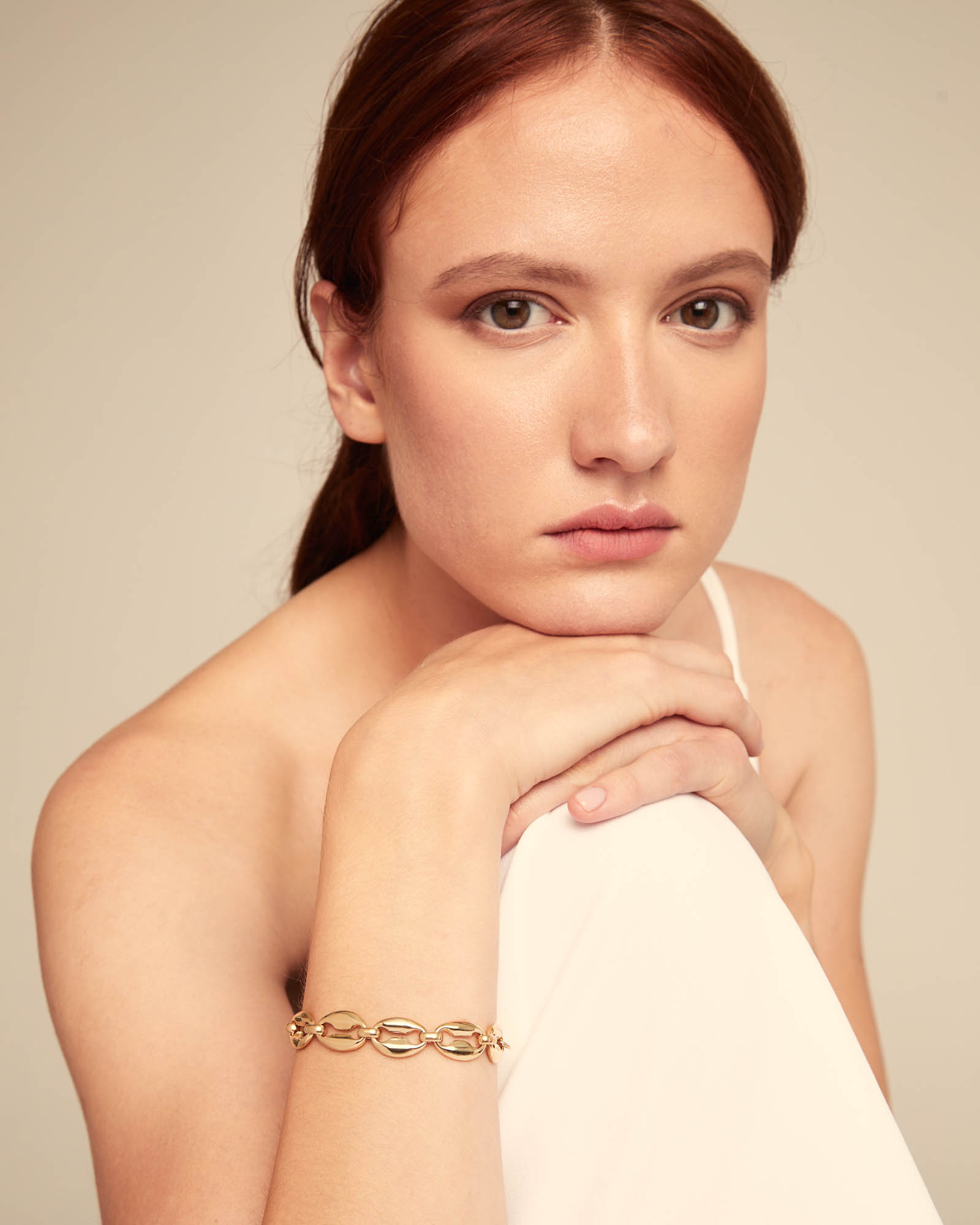 Small oval link chain bracelet, Golden, large thumbnail