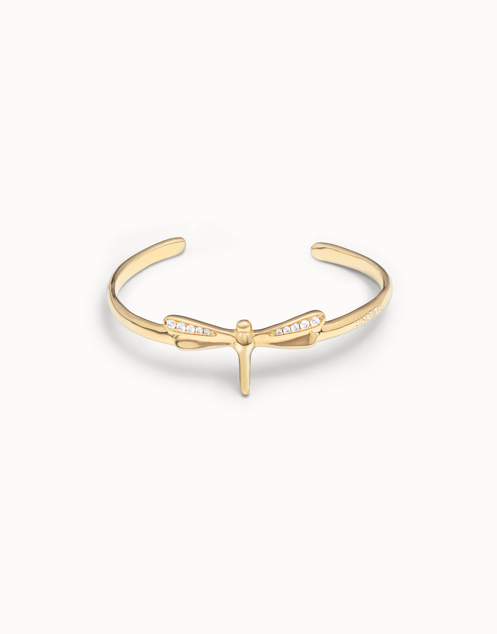 Dragonfly shaped cuff bracelet with topaz, Golden, large thumbnail