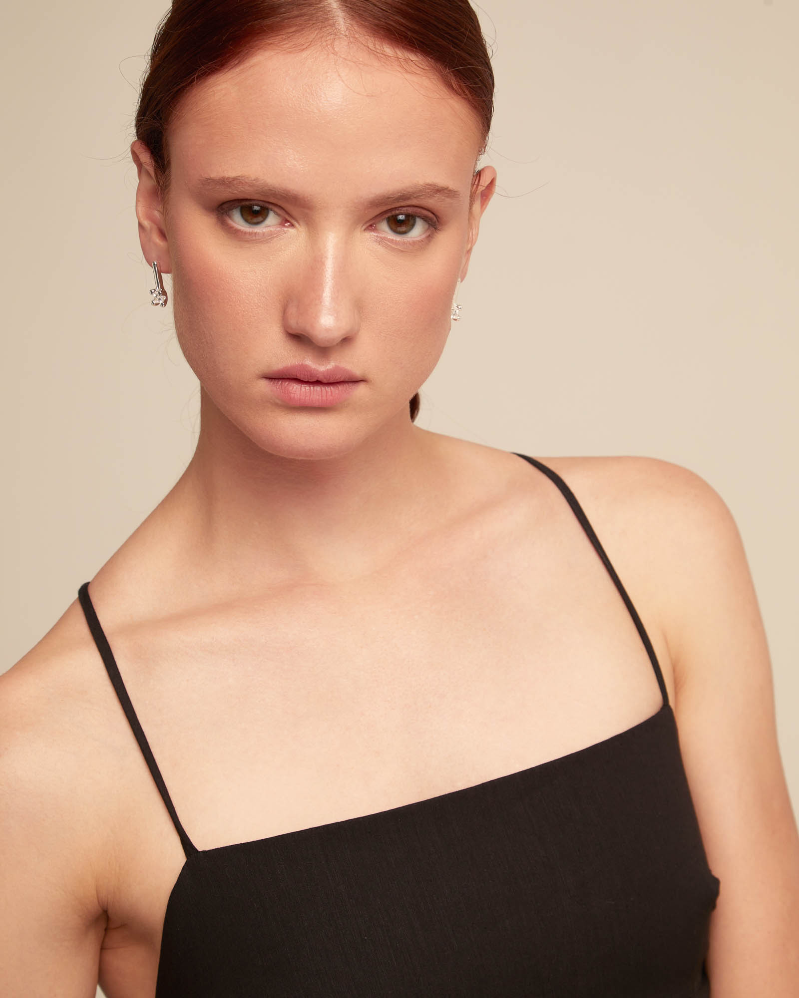 Drop earrings with white cubic zirconia, Silver, large thumbnail