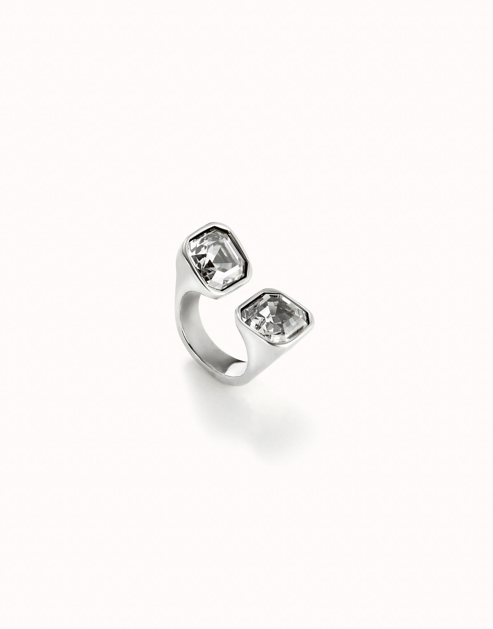 Ring with white crystal, Silver, large thumbnail