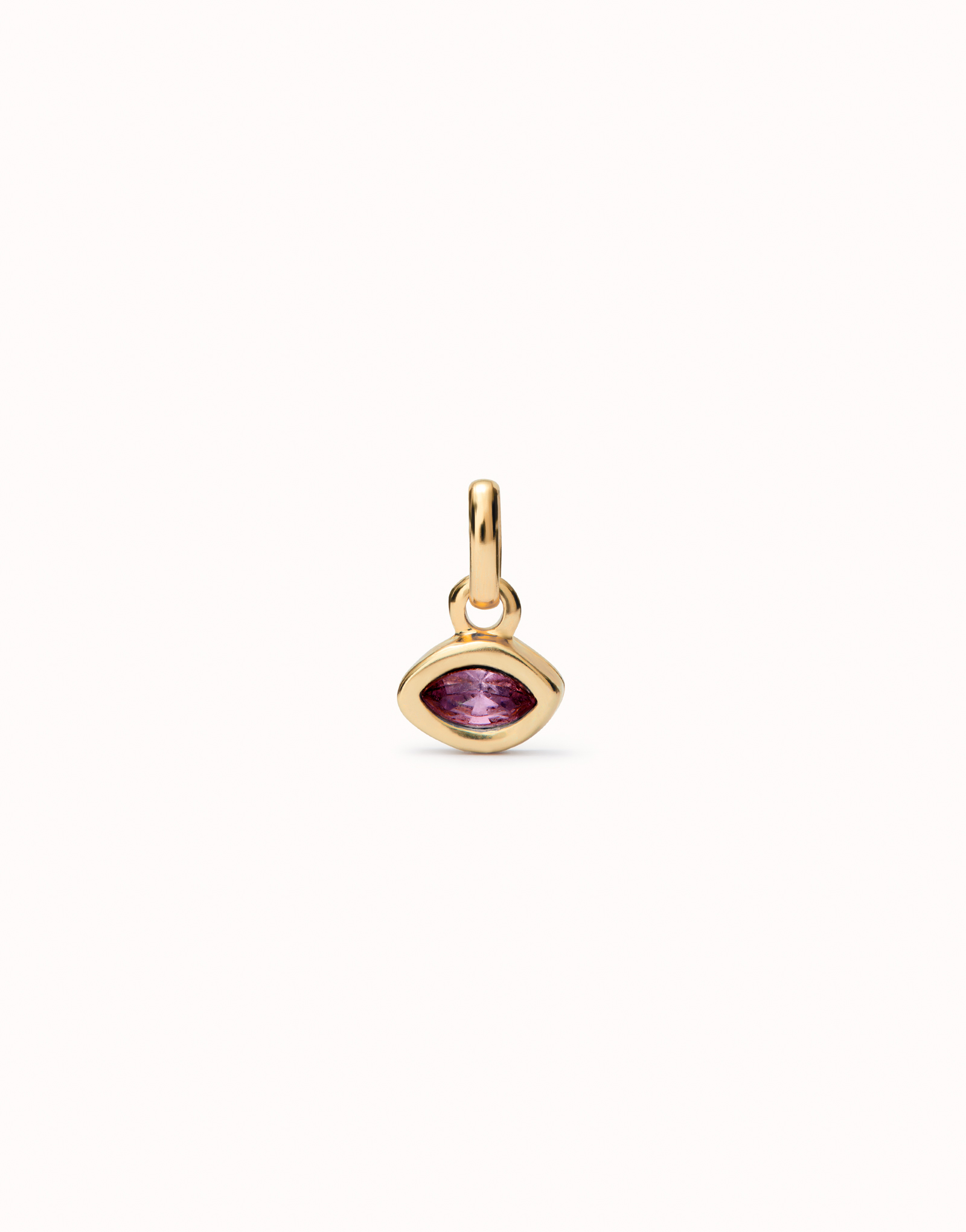 Charm with pink crystal, Golden, large thumbnail