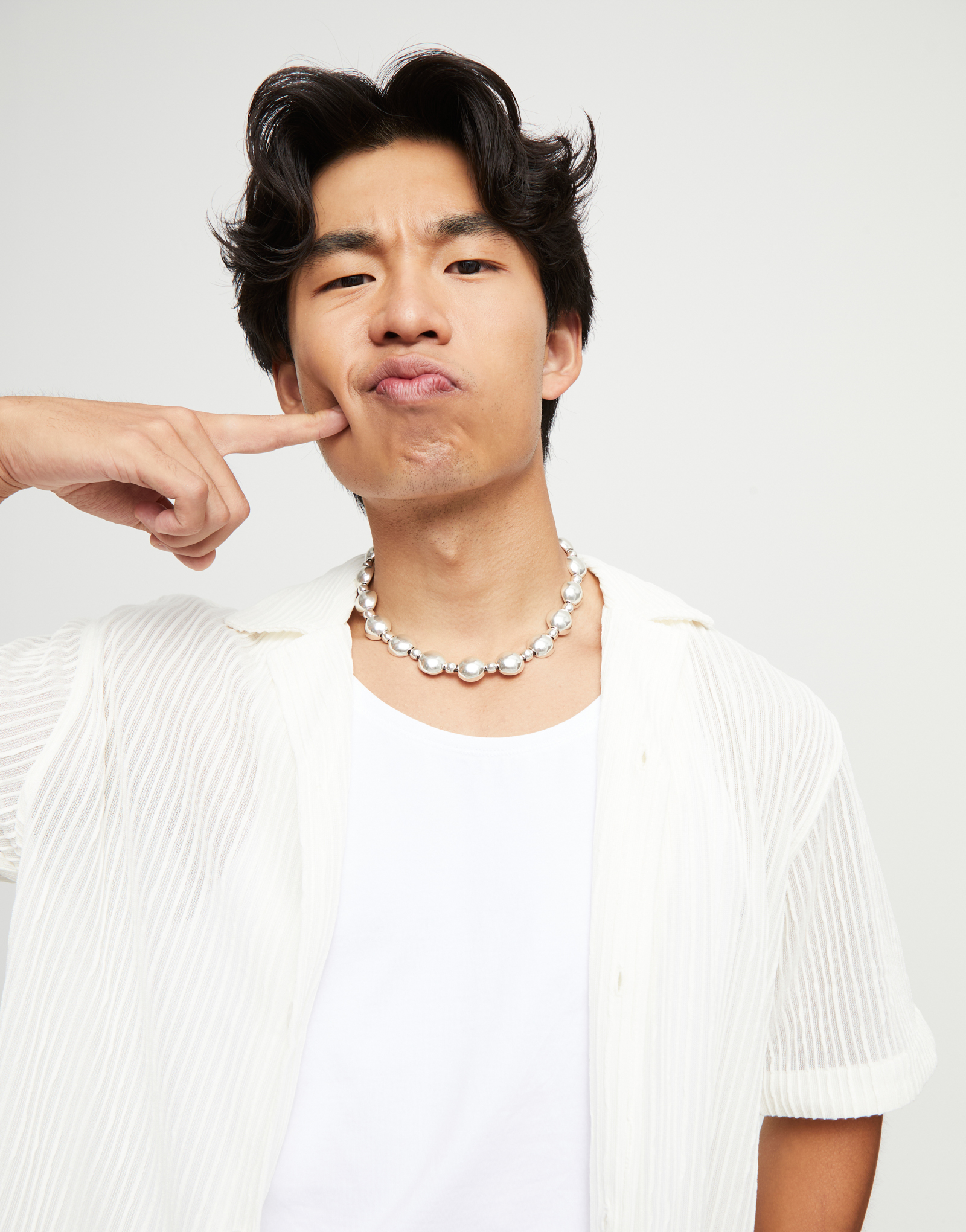 Colgante de combinación de bolas bañado en plata de ley, Plateado, large thumbnail