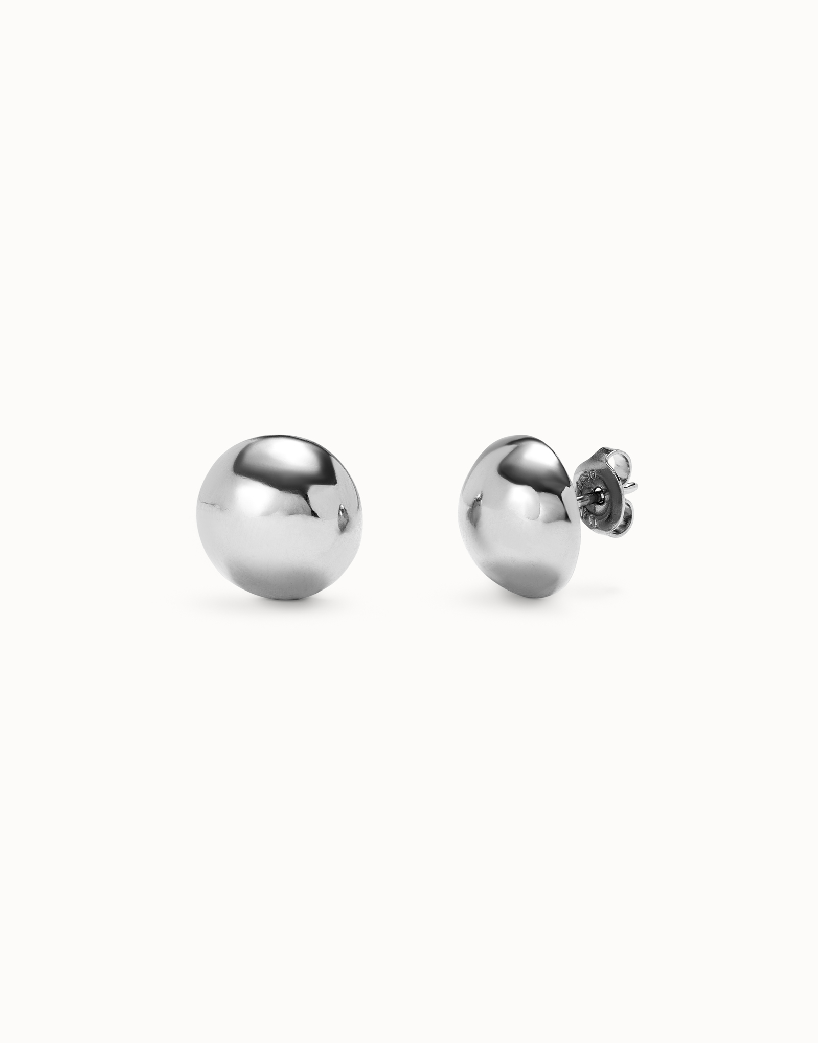 Bead shaped stud earrings, Silver, large thumbnail