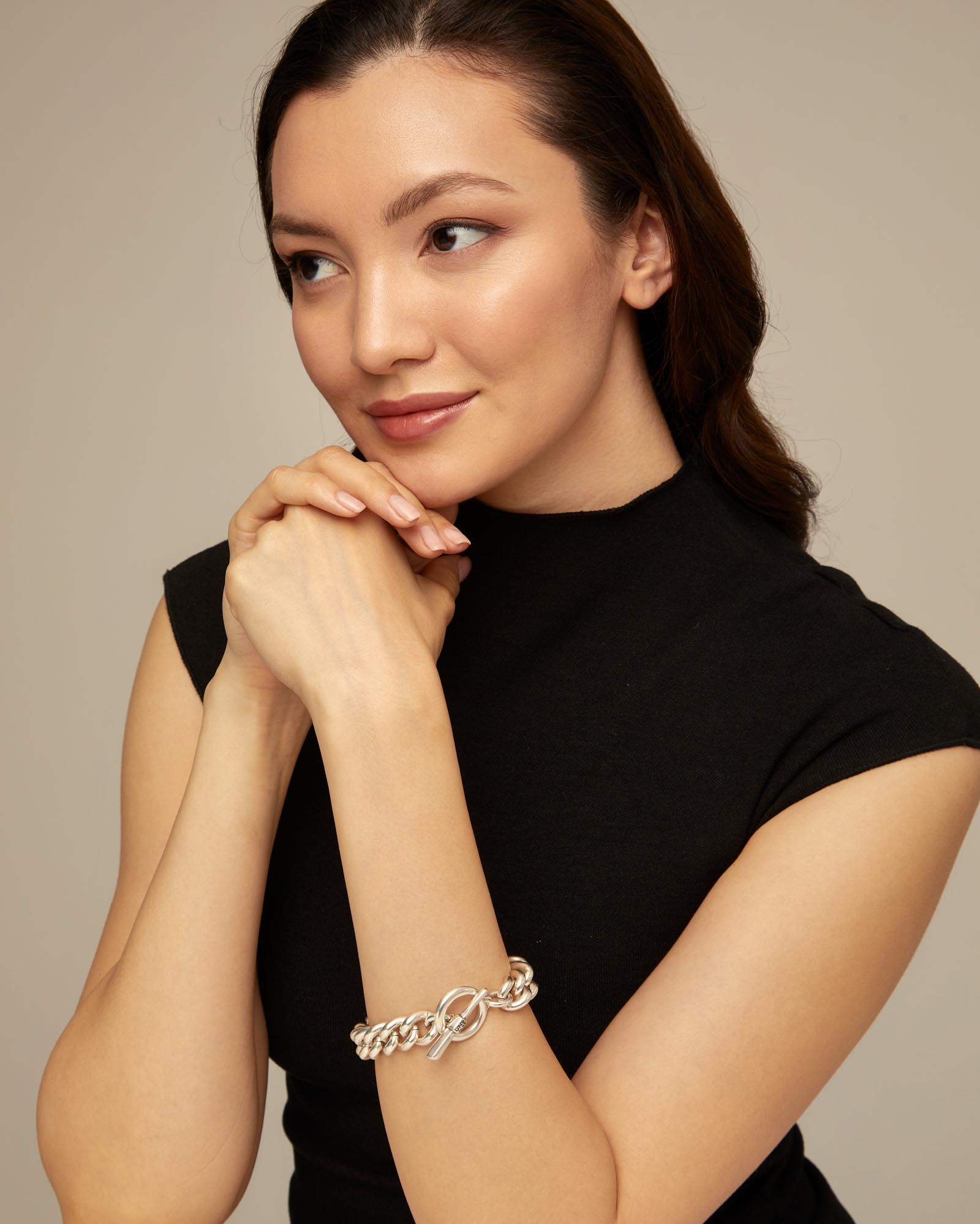 Curb link chain bracelet, Silver, large thumbnail