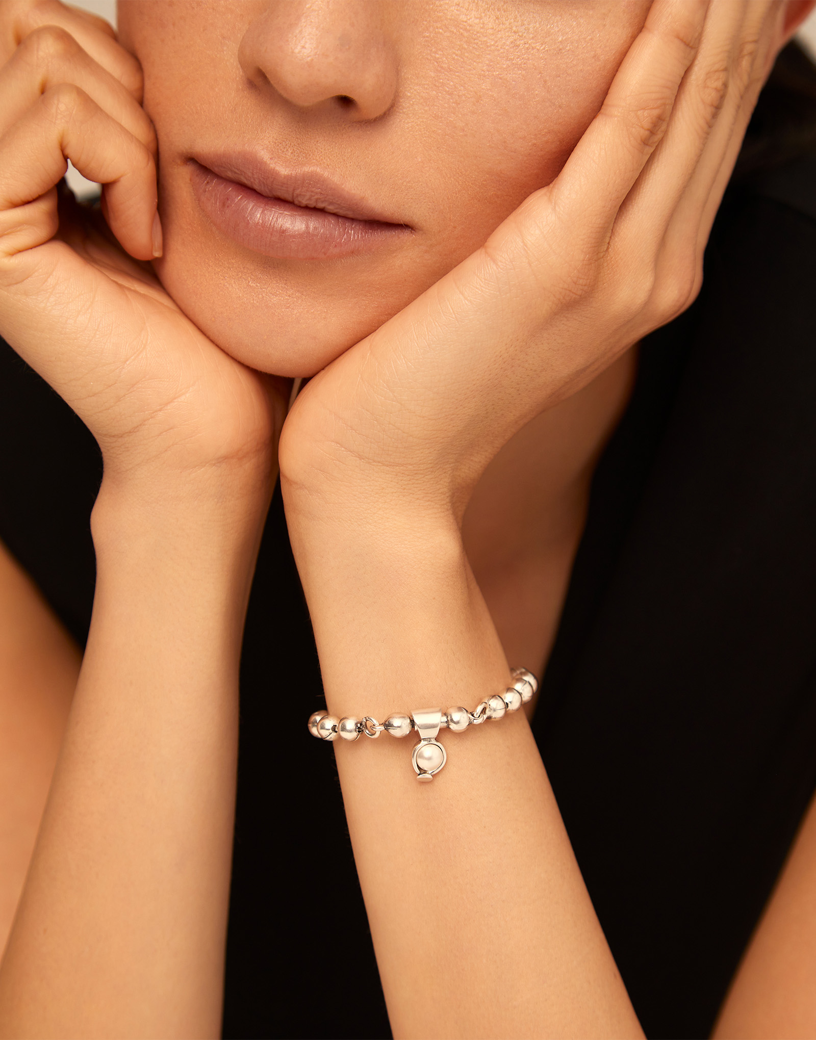 Charm placcato argento Sterling con perla, Argent, large thumbnail